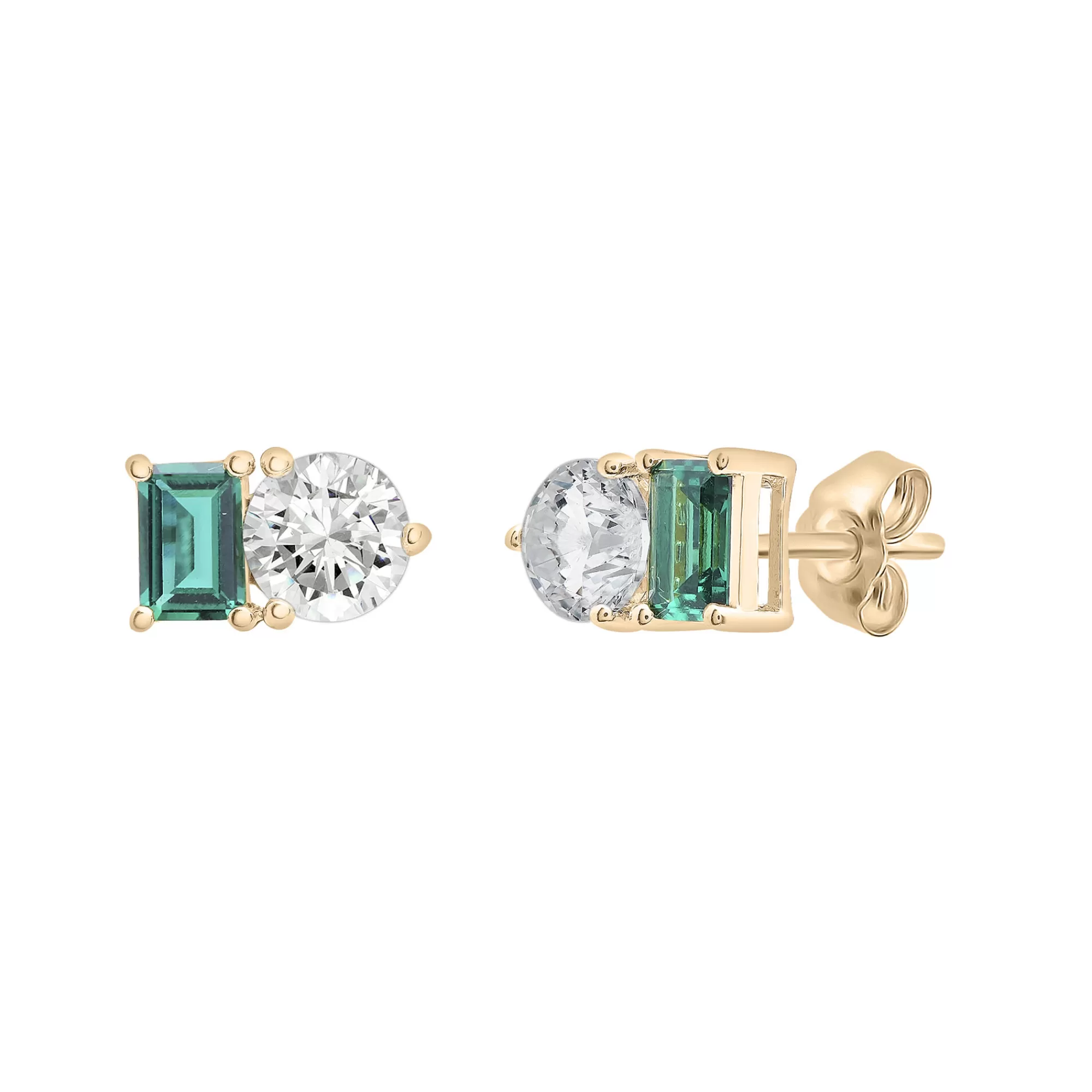 Earrings^Laure by Aurate Lab-Created Emerald And Lab-Created White Sapphire Two-Stone Earrings In Vermeil