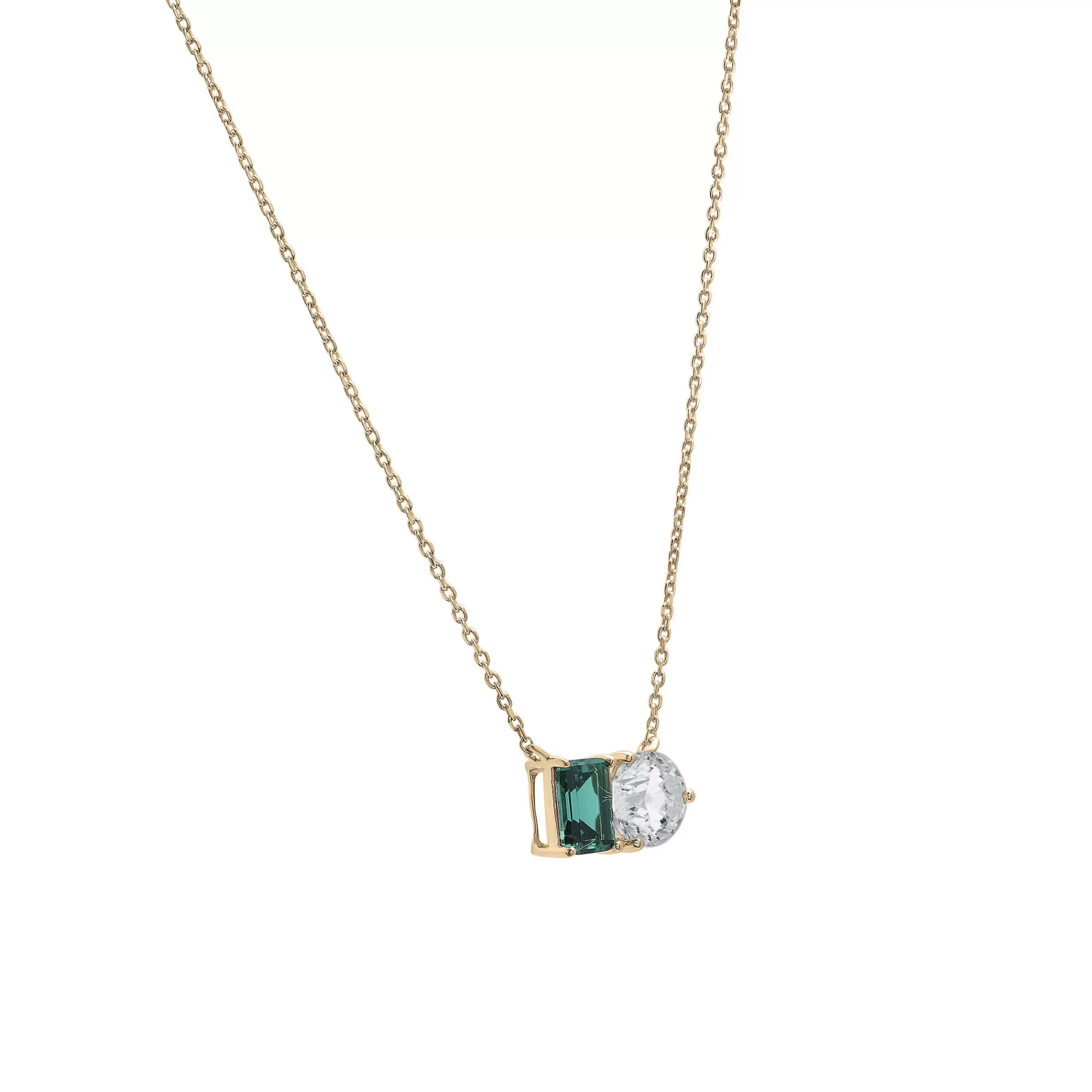 Necklaces & Pendants^Laure by Aurate Lab-Created Emerald And Lab-Created White Sapphire Two-Stone Necklace In Vermeil