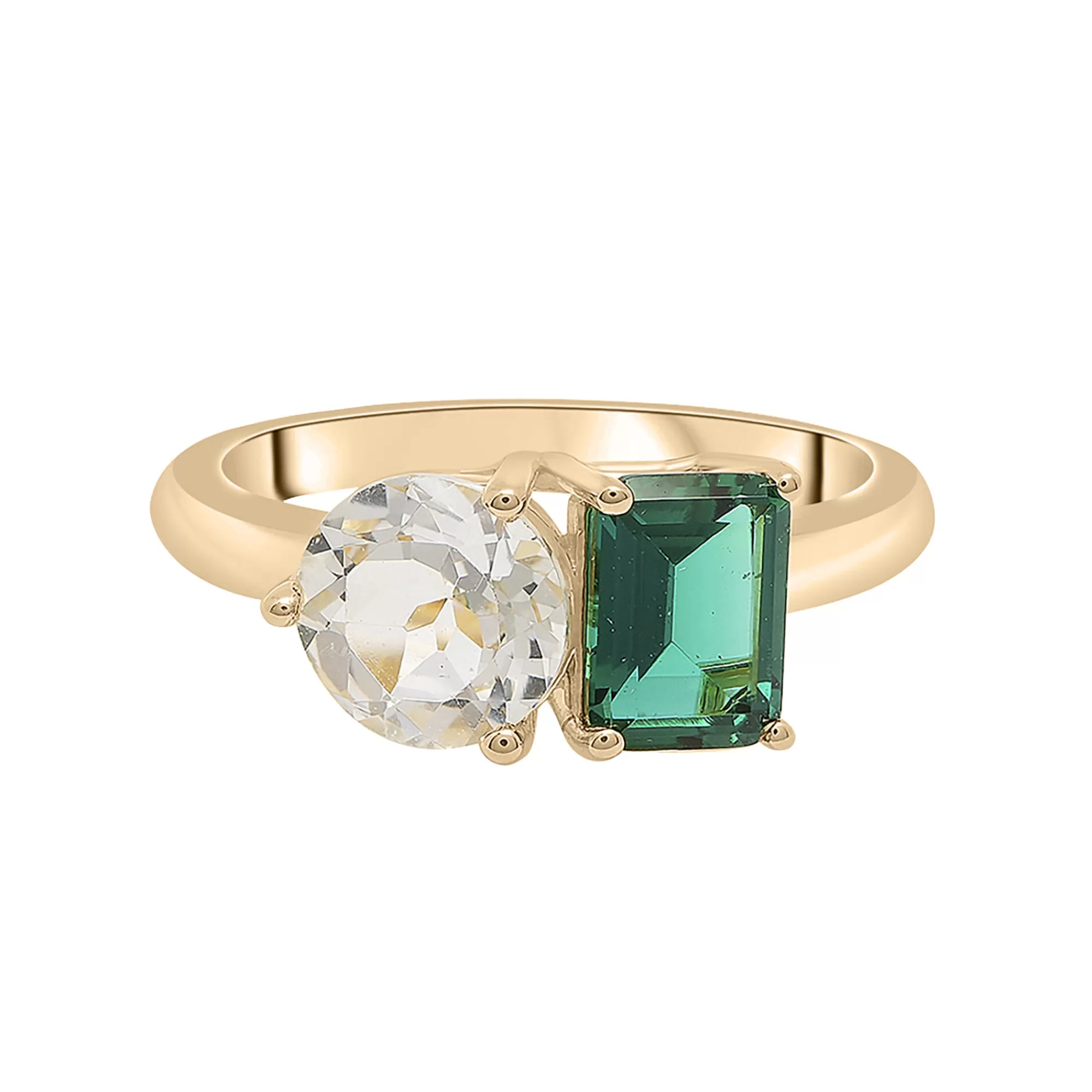 Rings^Laure by Aurate Lab-Created Emerald And Lab-Created White Sapphire Two-Stone Ring In Vermeil