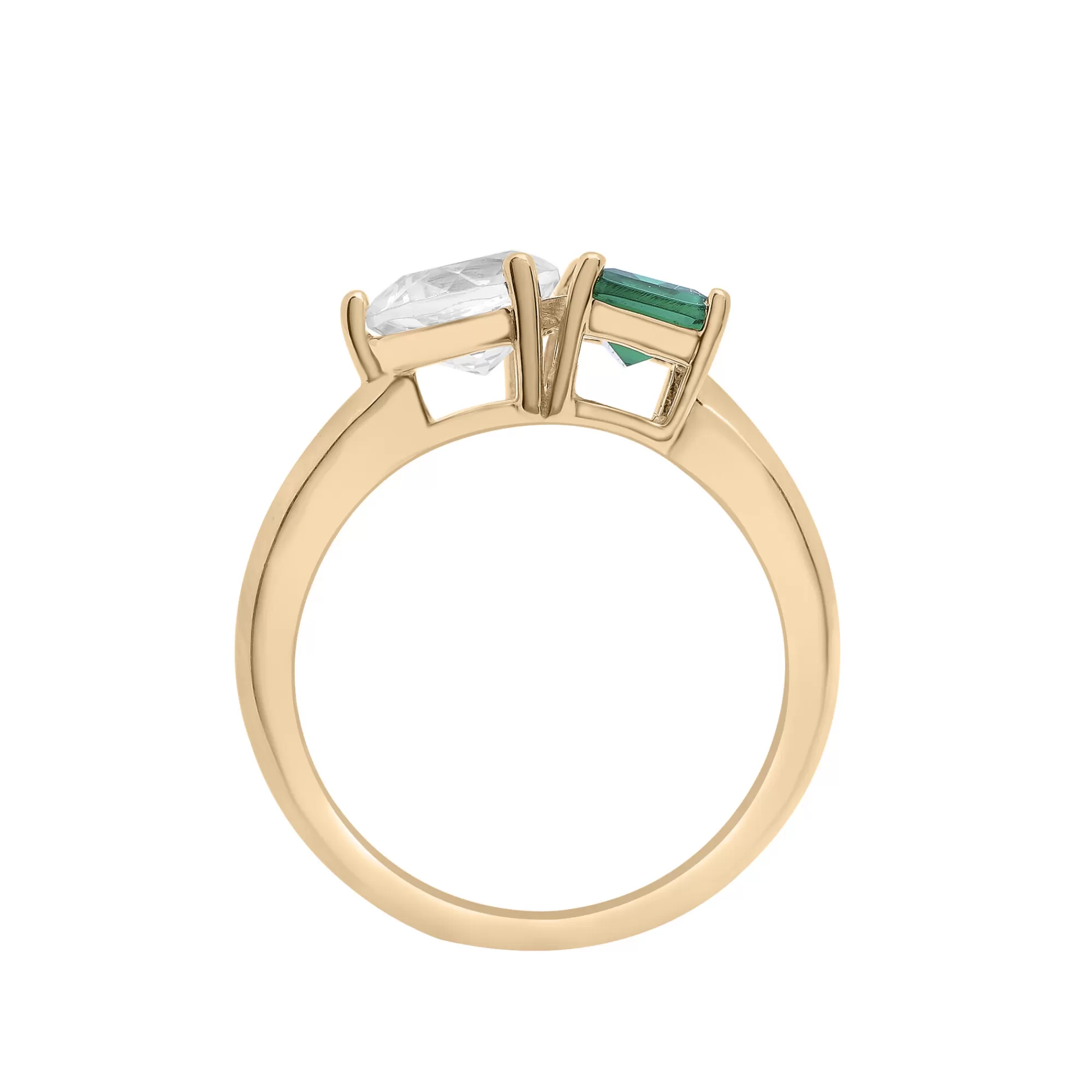 Rings^Laure by Aurate Lab-Created Emerald And Lab-Created White Sapphire Two-Stone Ring In Vermeil