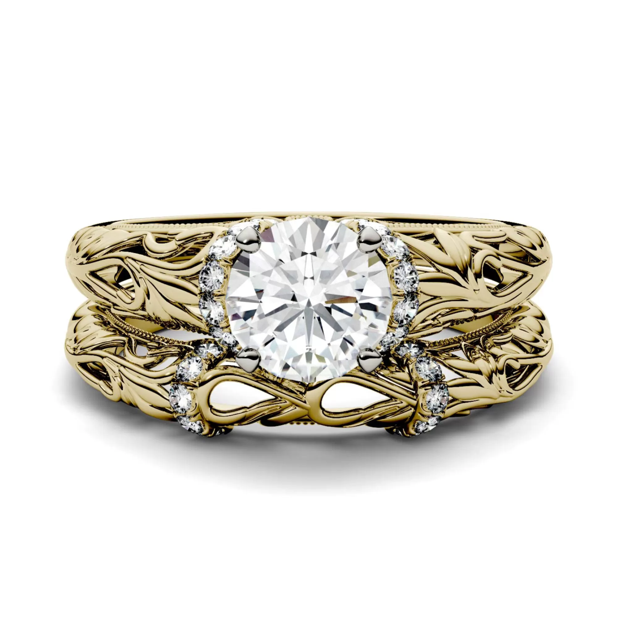 Rings^Charles & Colvard-Forever One™ Lab-Created Moissanite Engagement Ring Set In 14K Yellow Gold (1-1/4 Ct. Tw.)