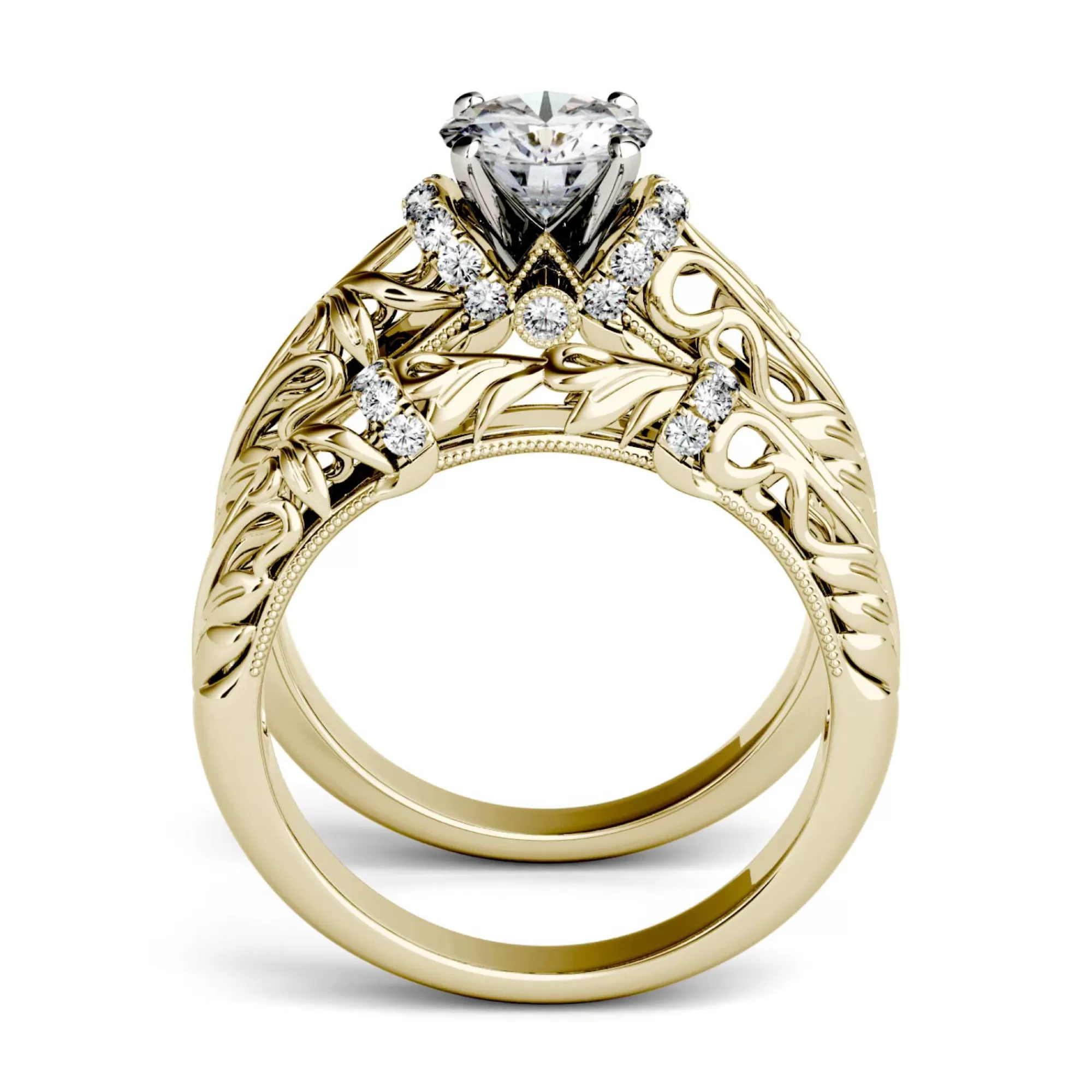 Rings^Charles & Colvard-Forever One™ Lab-Created Moissanite Engagement Ring Set In 14K Yellow Gold (1-1/4 Ct. Tw.)