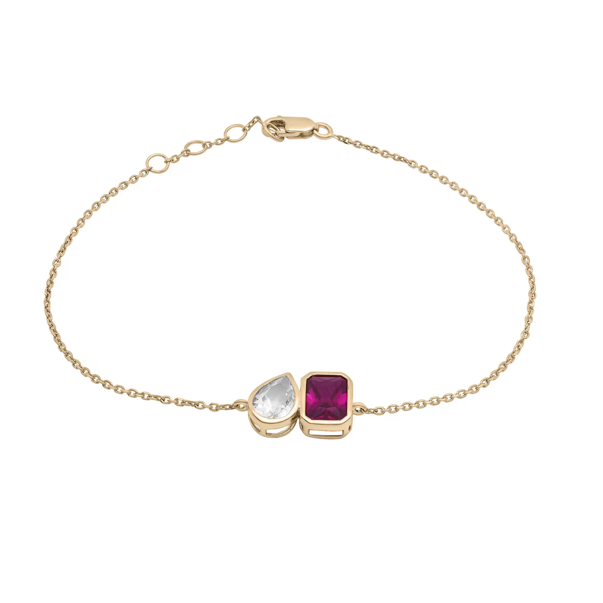 Bracelets^Laure by Aurate Lab-Created Ruby And Lab-Created White Sapphire Two-Stone Bracelet In Vermeil