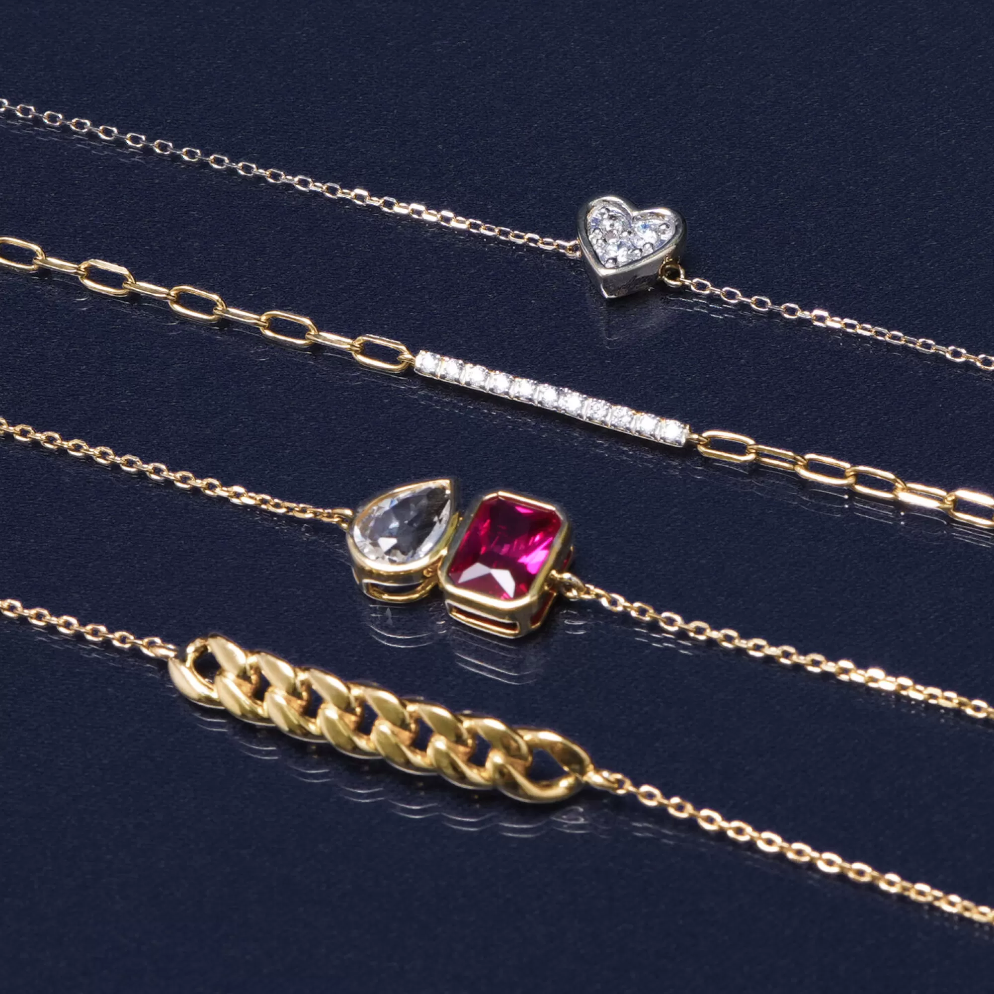 Bracelets^Laure by Aurate Lab-Created Ruby And Lab-Created White Sapphire Two-Stone Bracelet In Vermeil