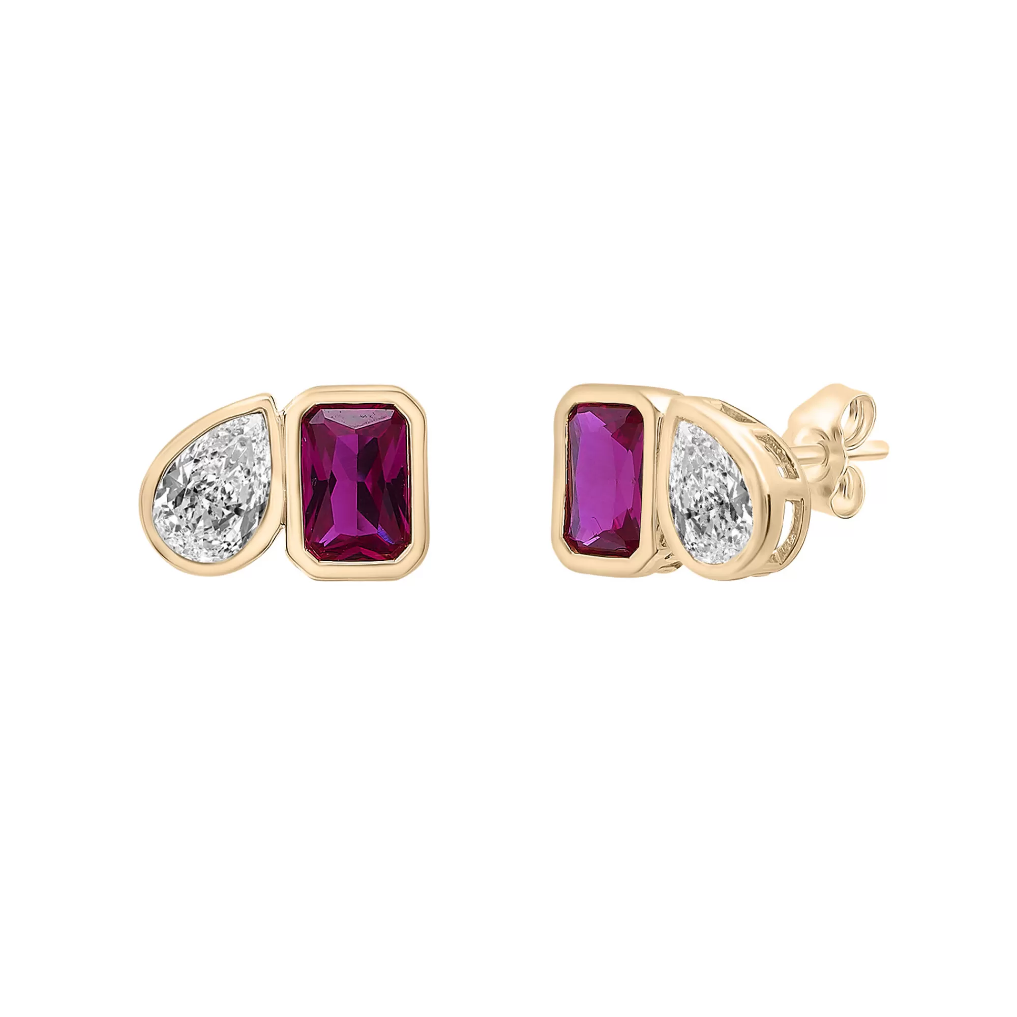 Earrings^Laure by Aurate Lab-Created Ruby And Lab-Created White Sapphire Two-Stone Earring In Vermeil