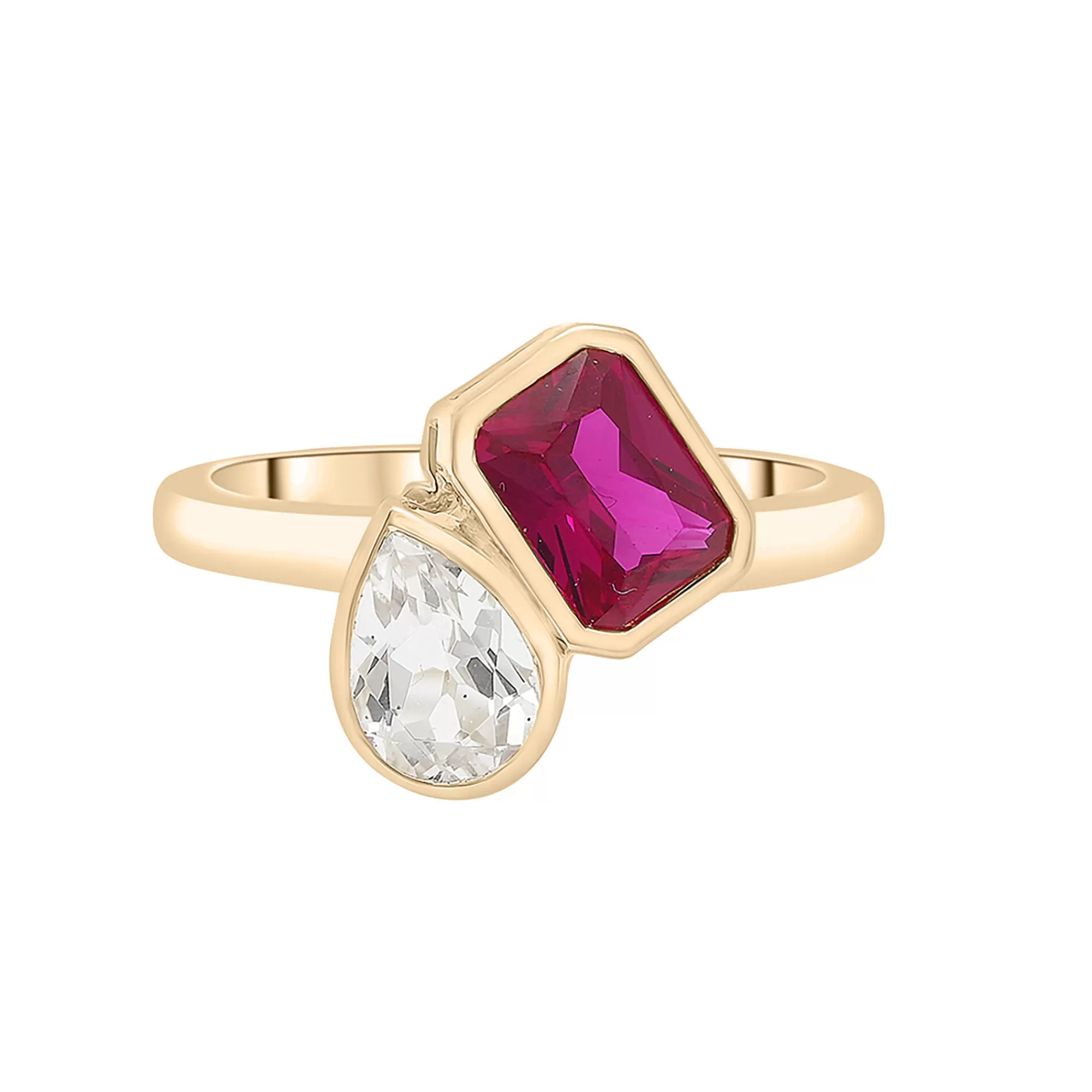 Rings^Laure by Aurate Lab-Created Ruby And Lab-Created White Sapphire Two-Stone Ring In Vermeil