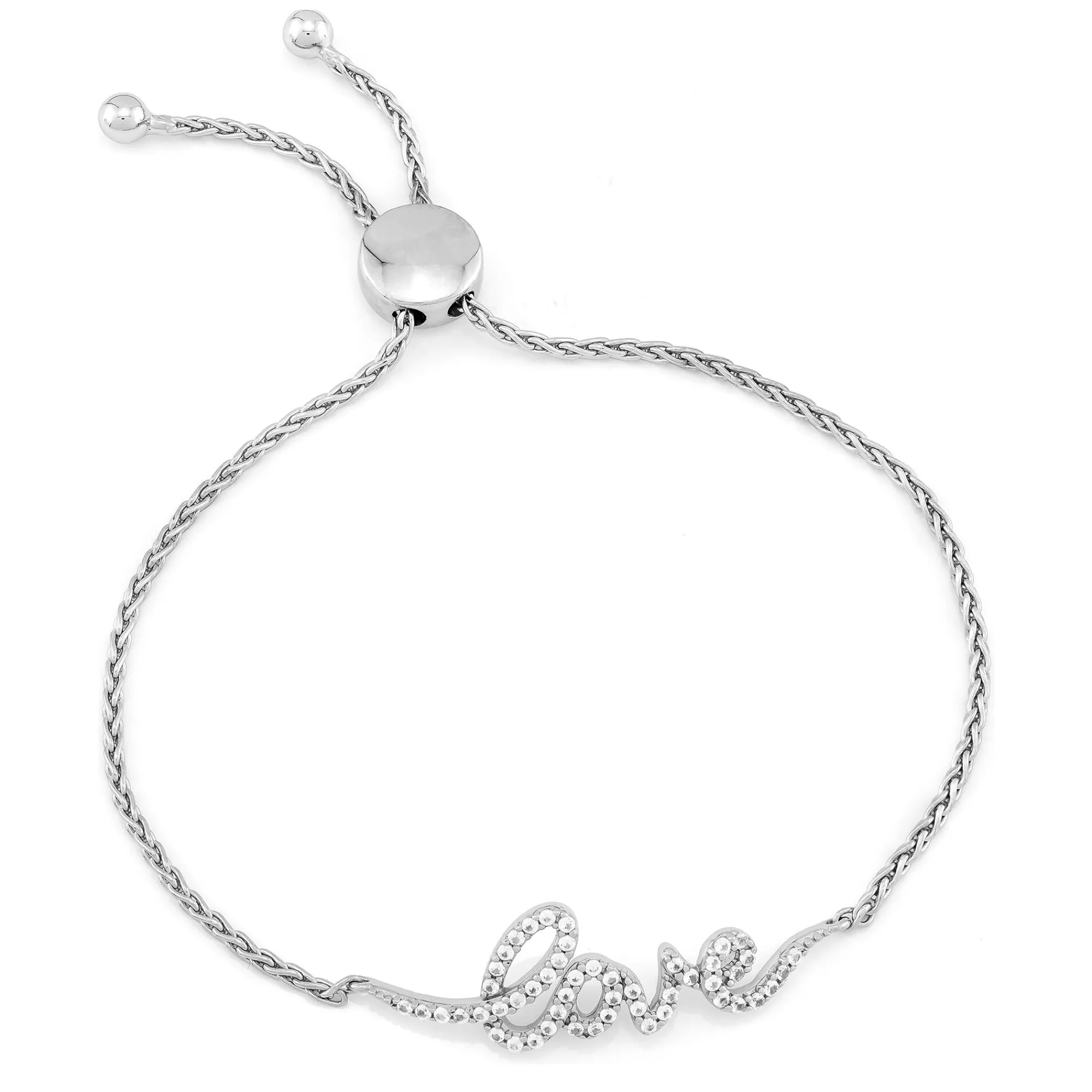 Bracelets^Layering & Stacking Lab-Created White Sapphire Love Bolo Bracelet In Sterling Silver