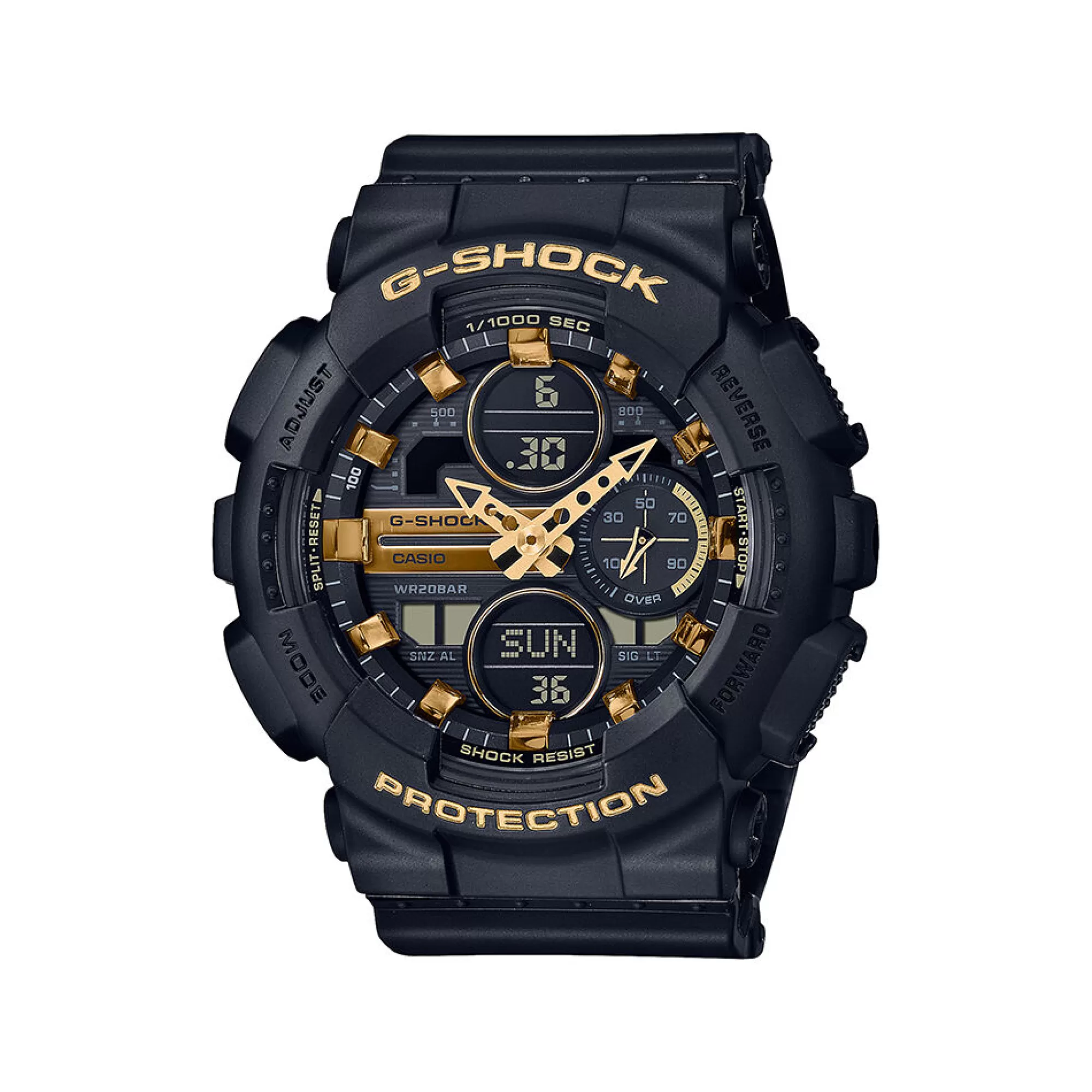 Women's Watches^G-Shock Ladies Black Resin Watch With Yellow Gold-Tone Accent