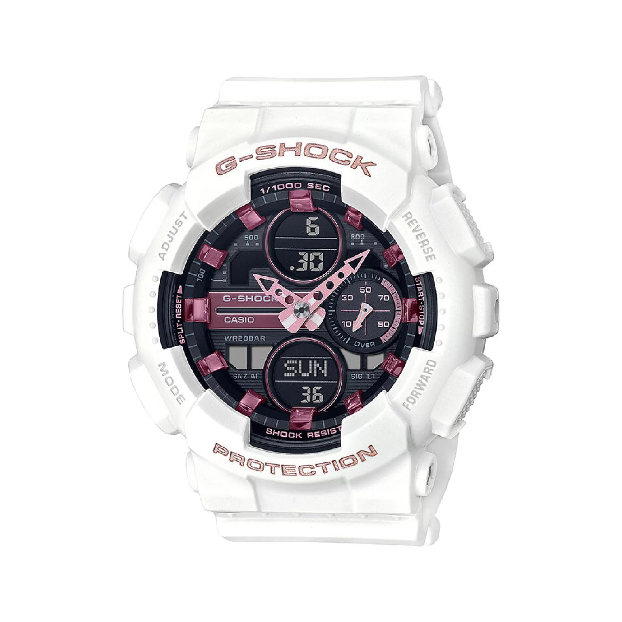 Women's Watches^G-Shock Ladies White Resin Watch With Pink Accent