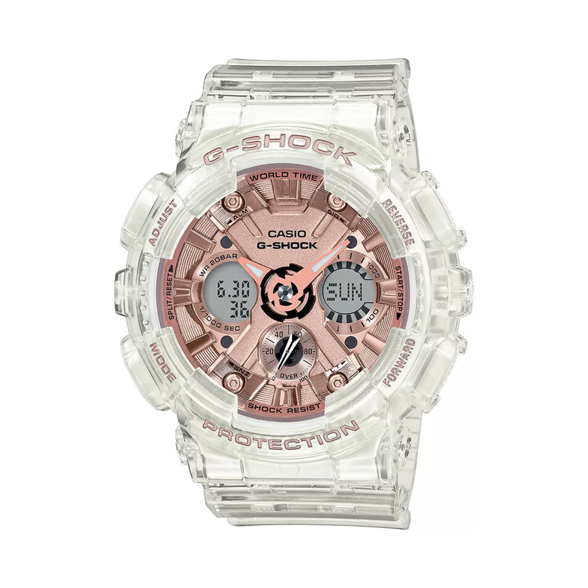 Women's Watches^G-Shock Ladies' S Series Clear Resin Watch With Rose Gold-Tone Chronograph Dial