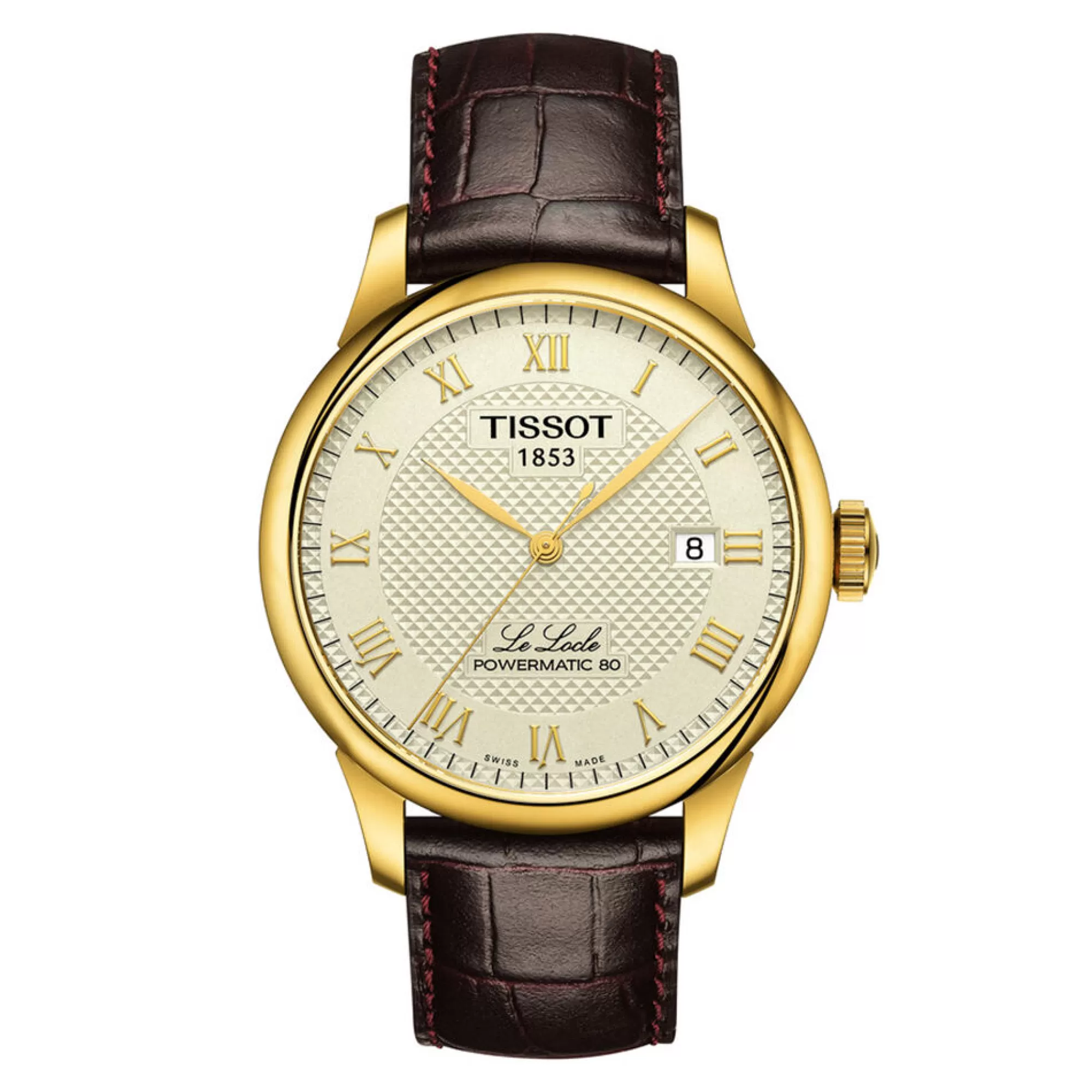 Men's Jewelry^Tissot® Le Locle Powermatic 80 Men's Watch In Leather & Yellow Gold-Tone Pvd-Coated Stainless Steel, 39Mm