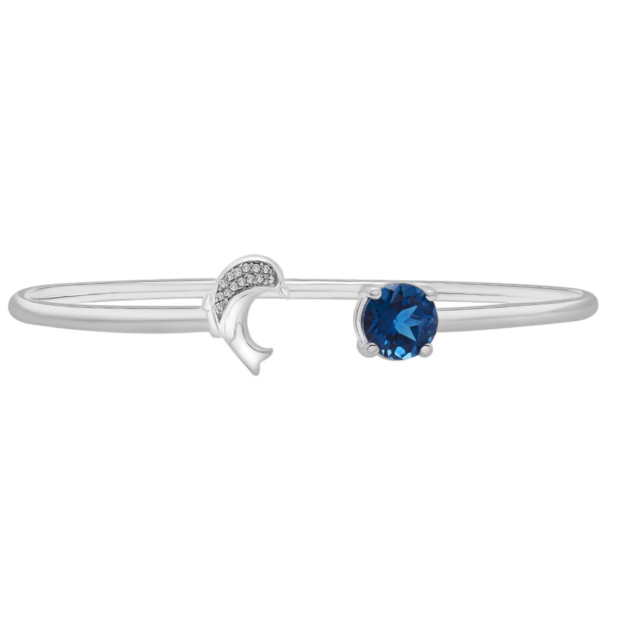 Bracelets^Layering & Stacking London Blue Topaz & Diamond Accent Dolphin Cuff Bracelet In Sterling Silver