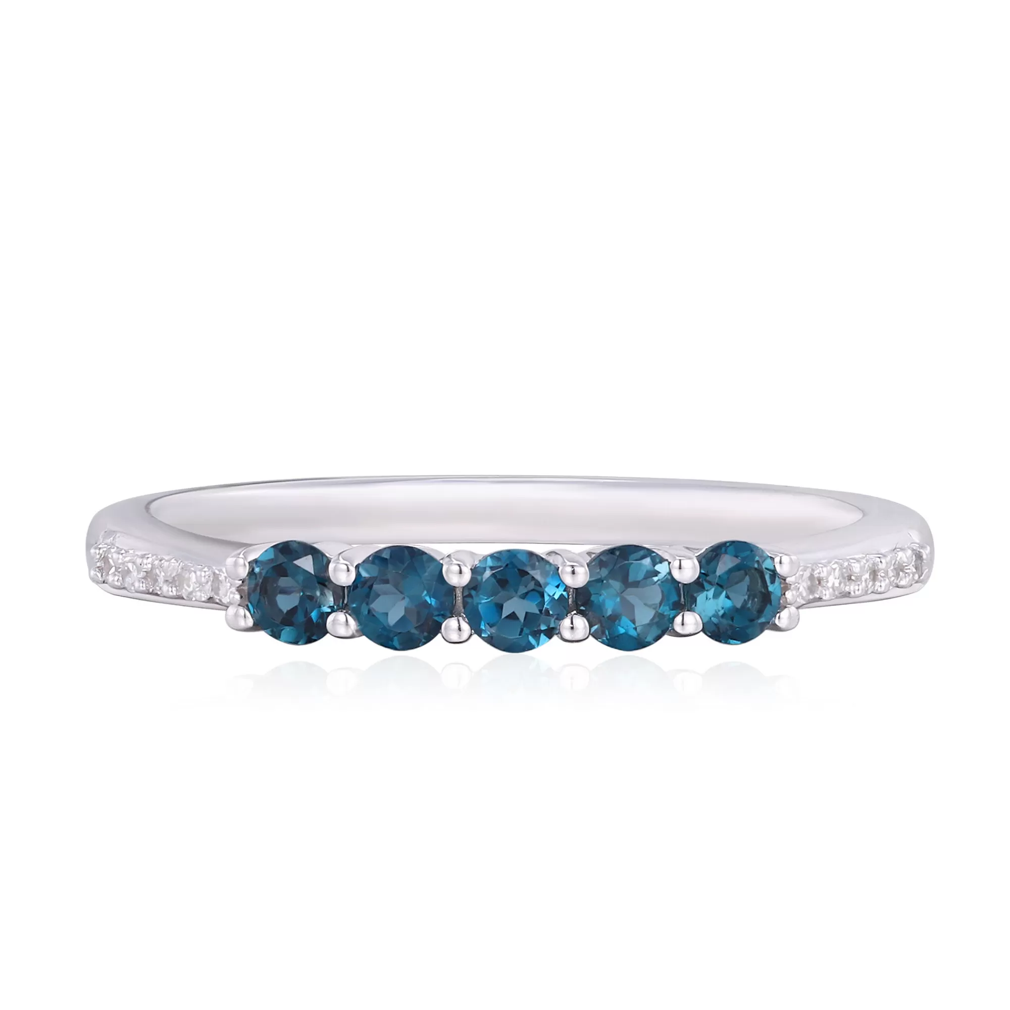 Rings^Layering & Stacking London Blue Topaz And Diamond Accent Stack Ring In 10K White Gold