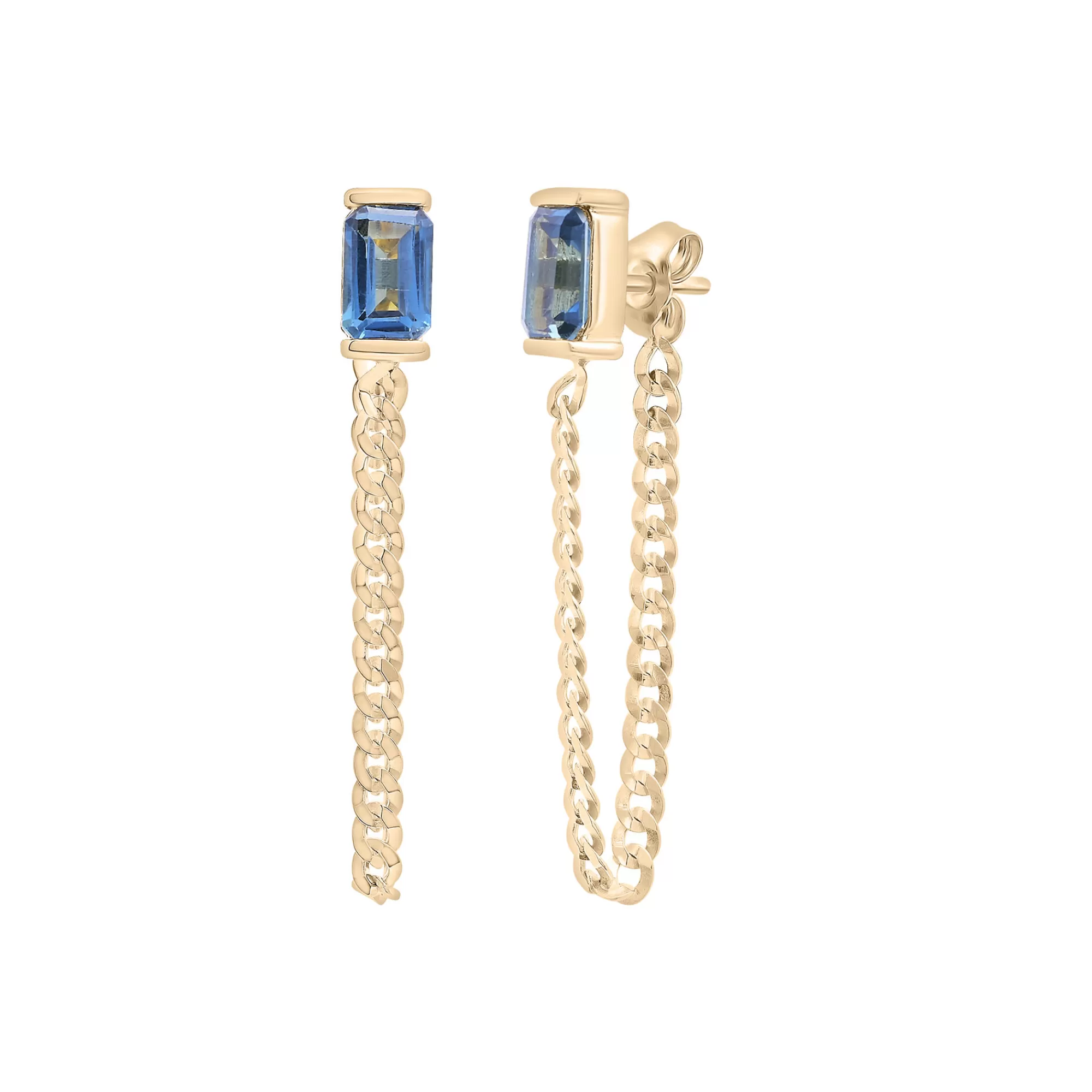 Earrings^Laure by Aurate London Blue Topaz Cuban Chain Earrings In Vermeil