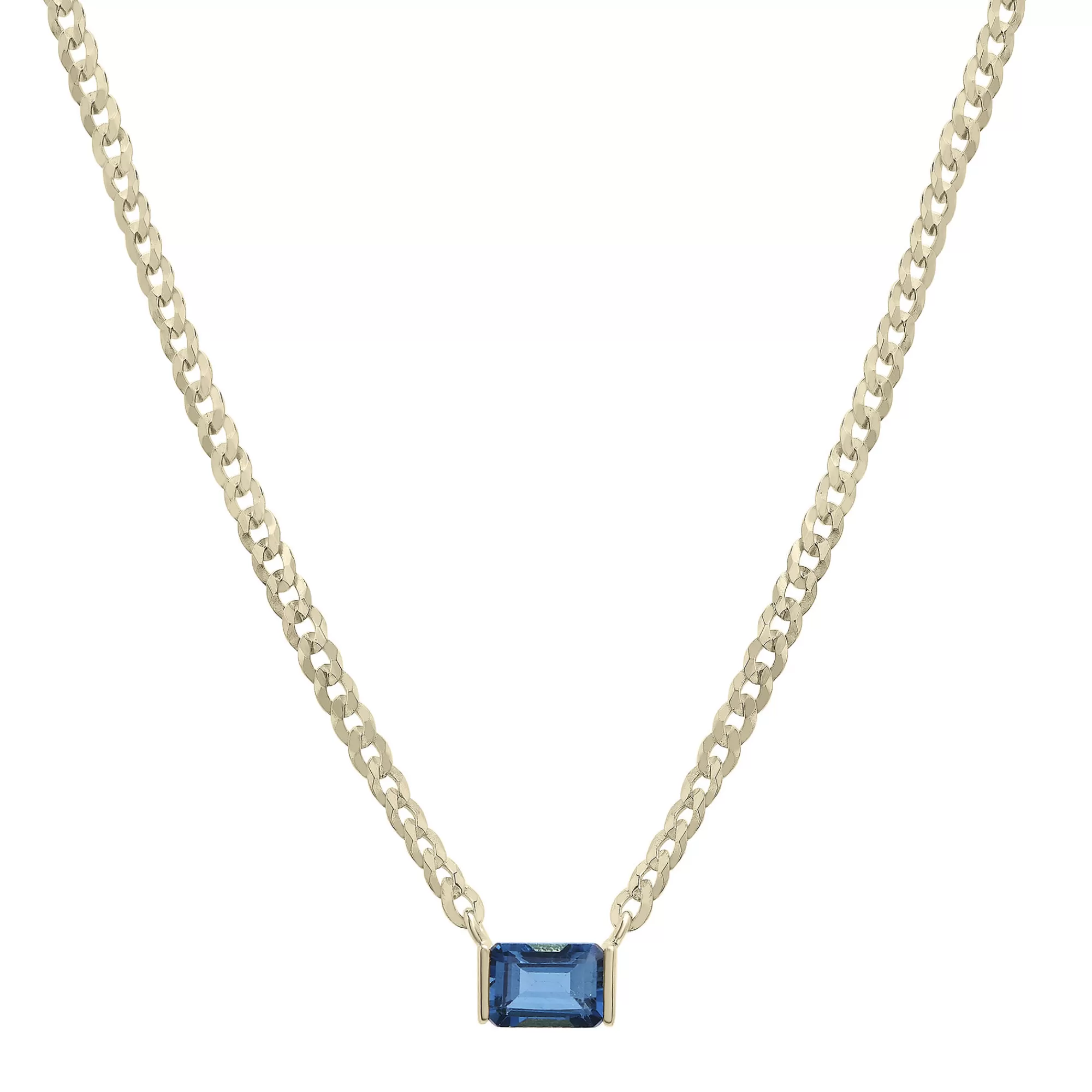 Necklaces & Pendants^Laure by Aurate London Blue Topaz Cuban Link Necklace In Vermeil