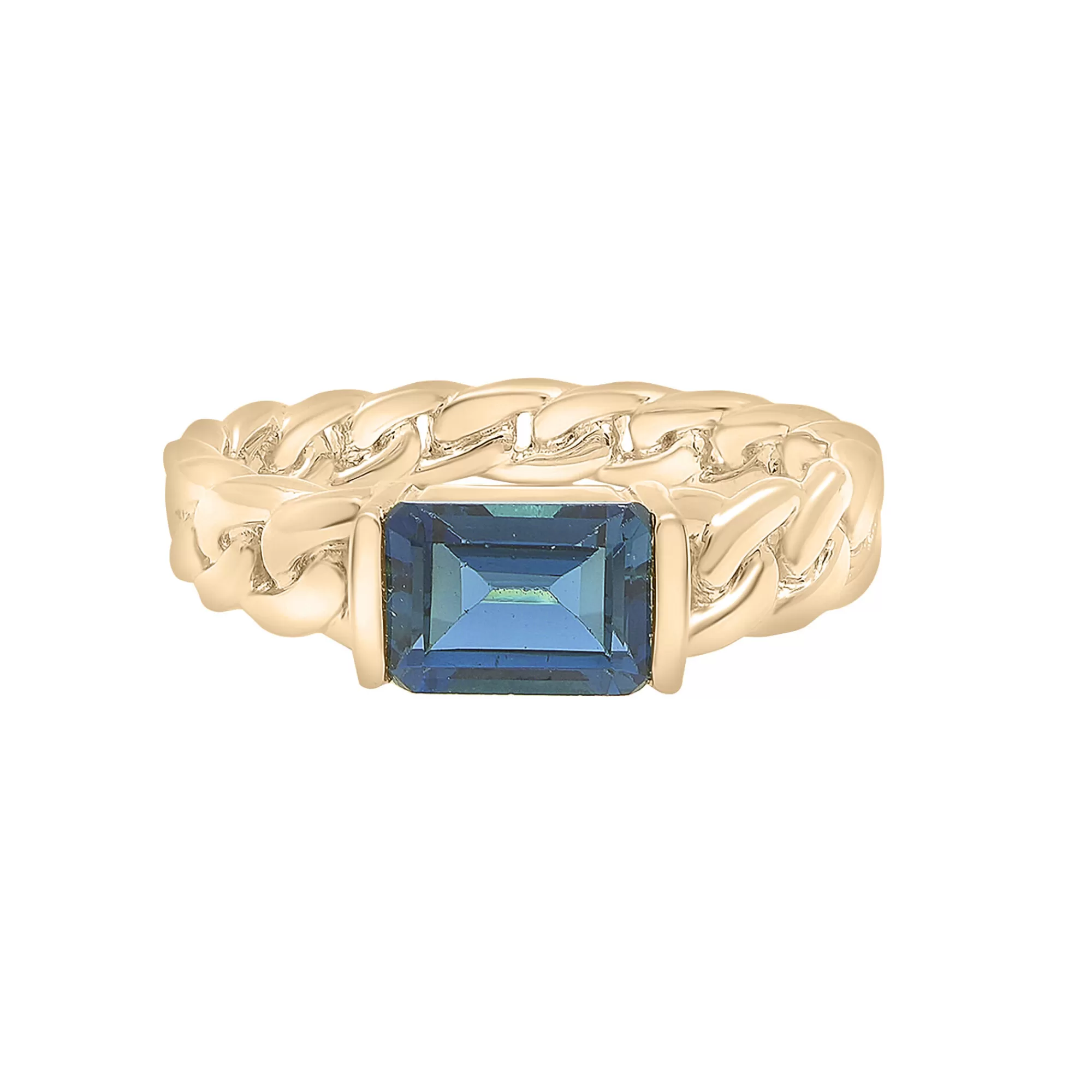 Rings^Laure by Aurate London Blue Topaz Curb Link Ring In Vermeil