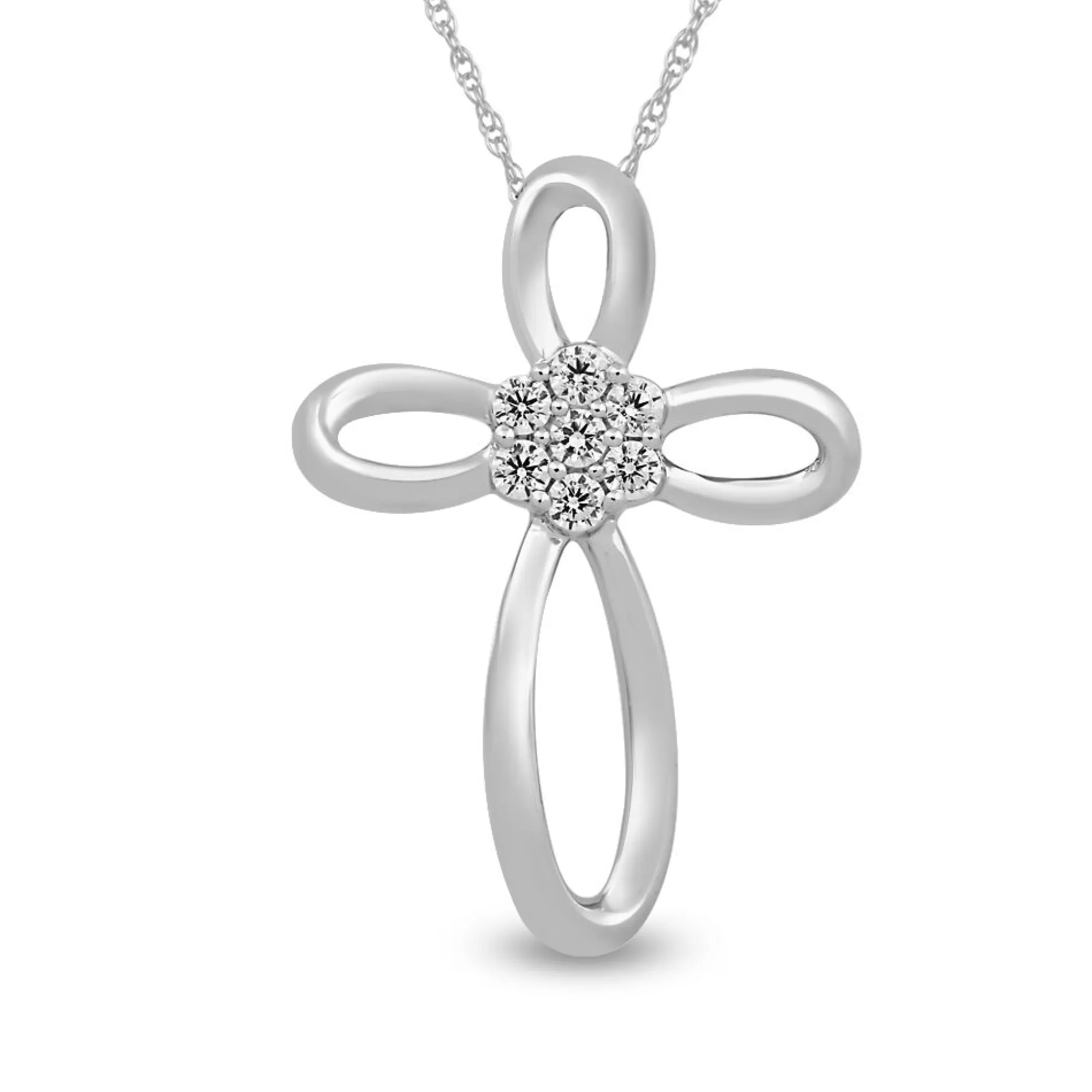 Necklaces & Pendants^Mirabela® Loop Cross Pendant In 10K White Gold (1/4 Ct. Tw.)