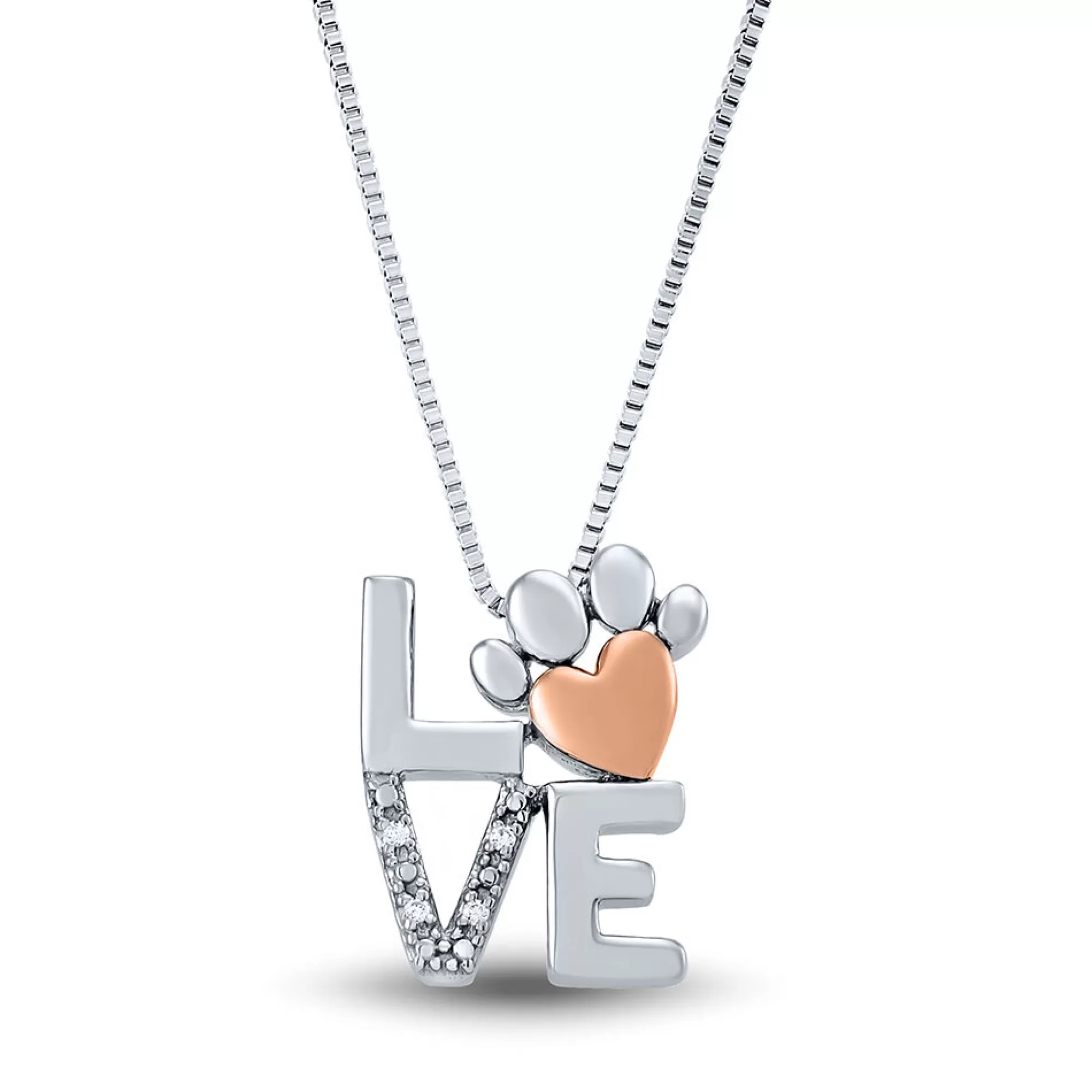 Necklaces & Pendants^I Am Loved Love Diamond Paw Print Pendant In Sterling Silver