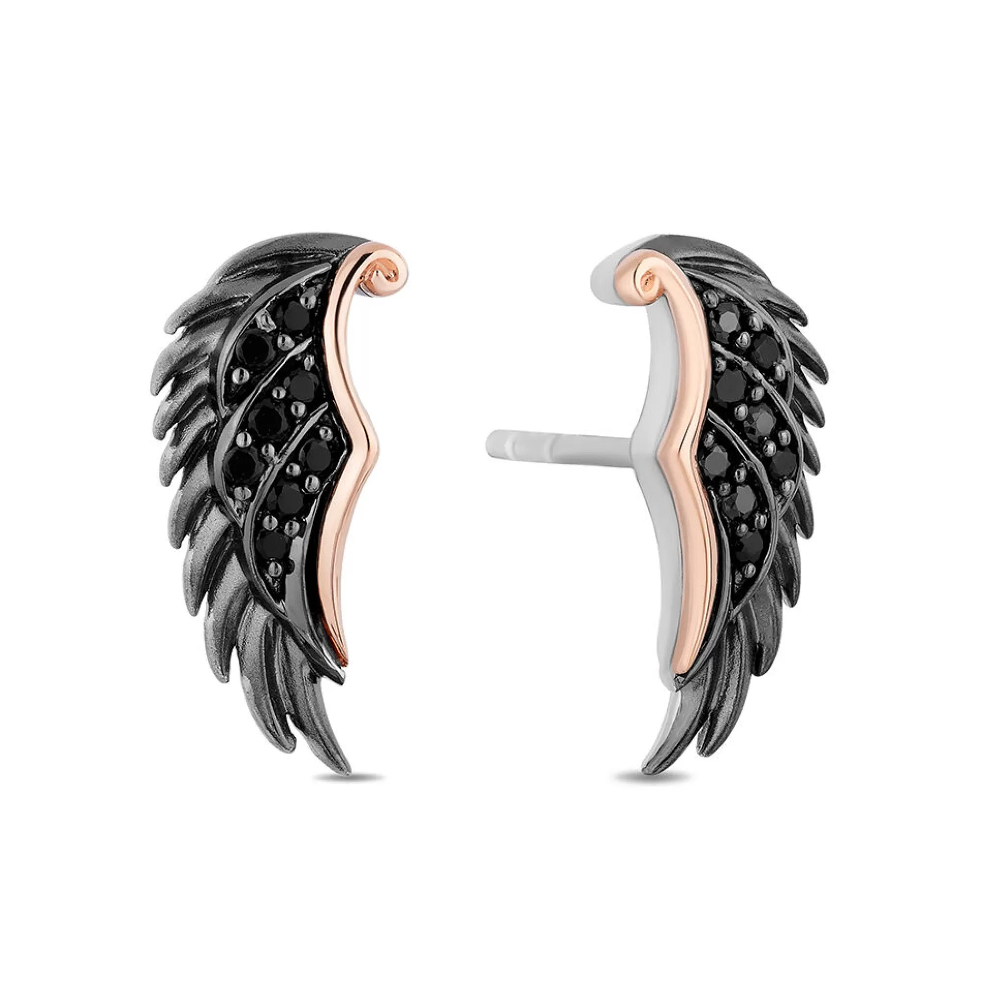 Earrings^Enchanted Disney Maleficent Black Diamond Earrings In Black Rhodium-Plated Sterling Silver (1/7 Ct. Tw.)