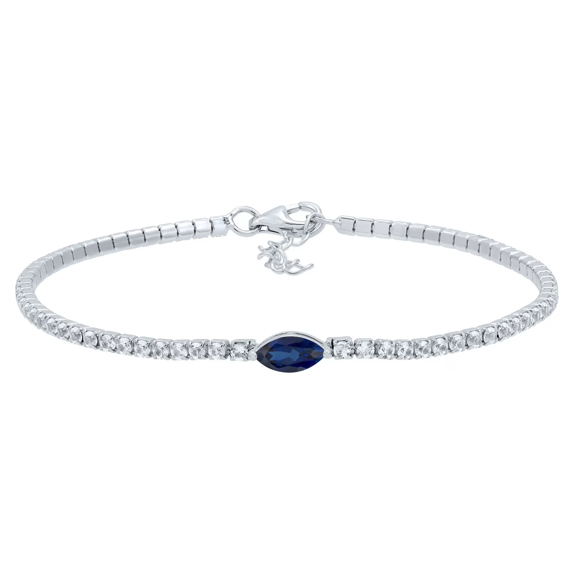 Bracelets^Layering & Stacking Marquise-Shaped Lab Created Blue & White Sapphire Bracelet In Sterling Silver