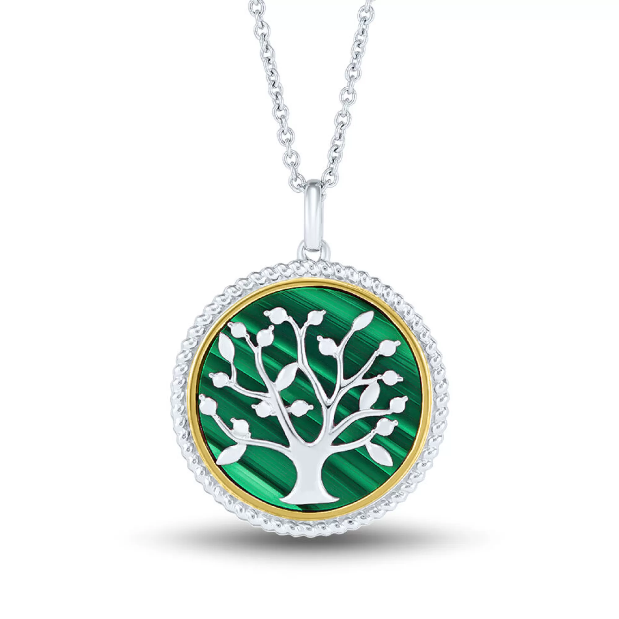 Necklaces & Pendants^* Medallion Necklace With Family Tree & Malachite In Sterling Silver