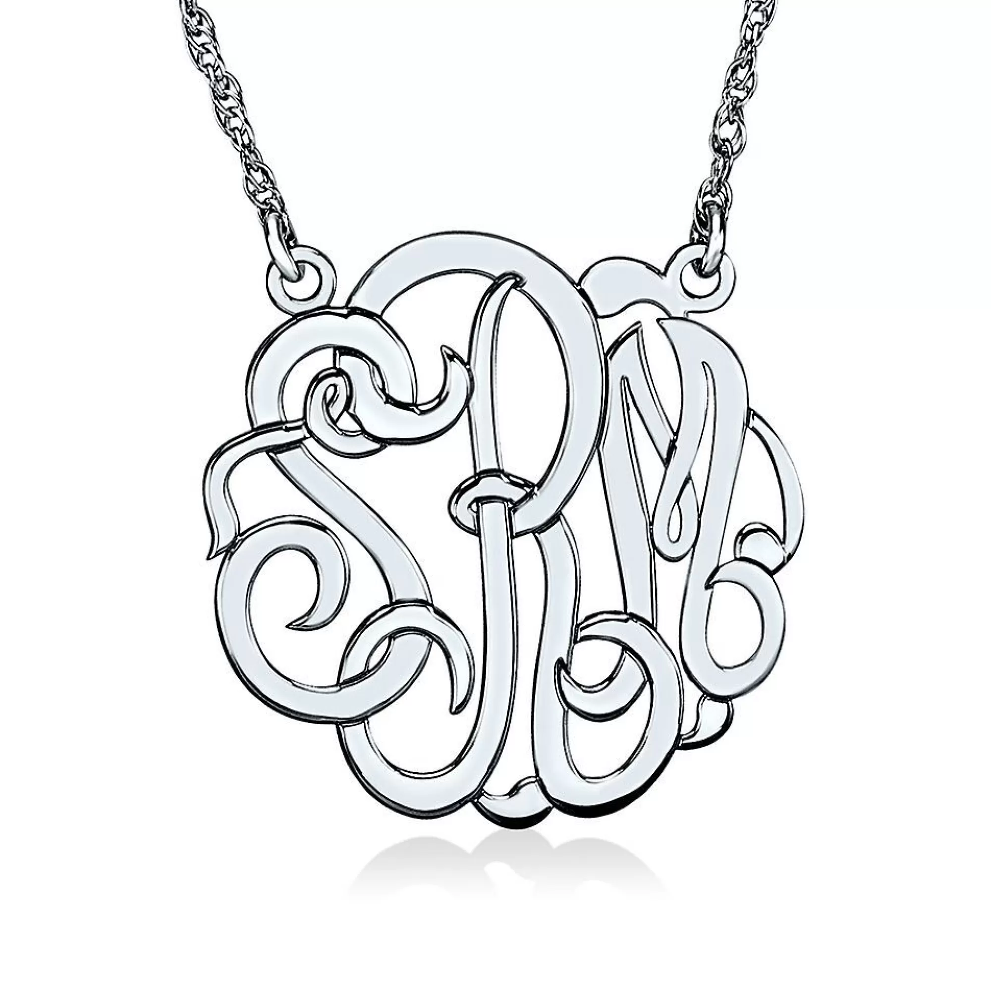 Necklaces & Pendants^* Medium Monogram Necklace In 10K White Gold