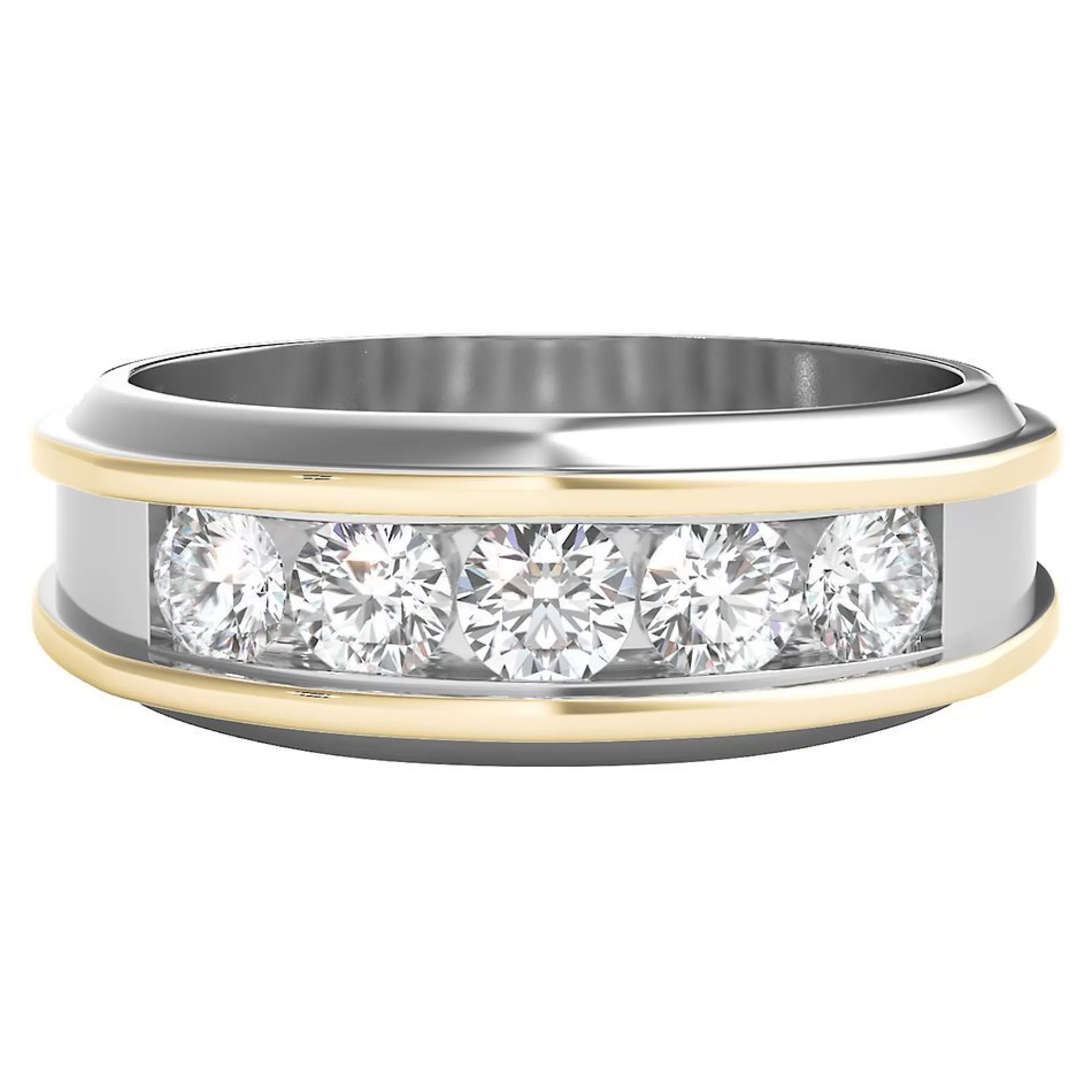 Men's Jewelry^* Men's 1 Ct. Tw. Diamond Two-Tone Ring In 10K Gold