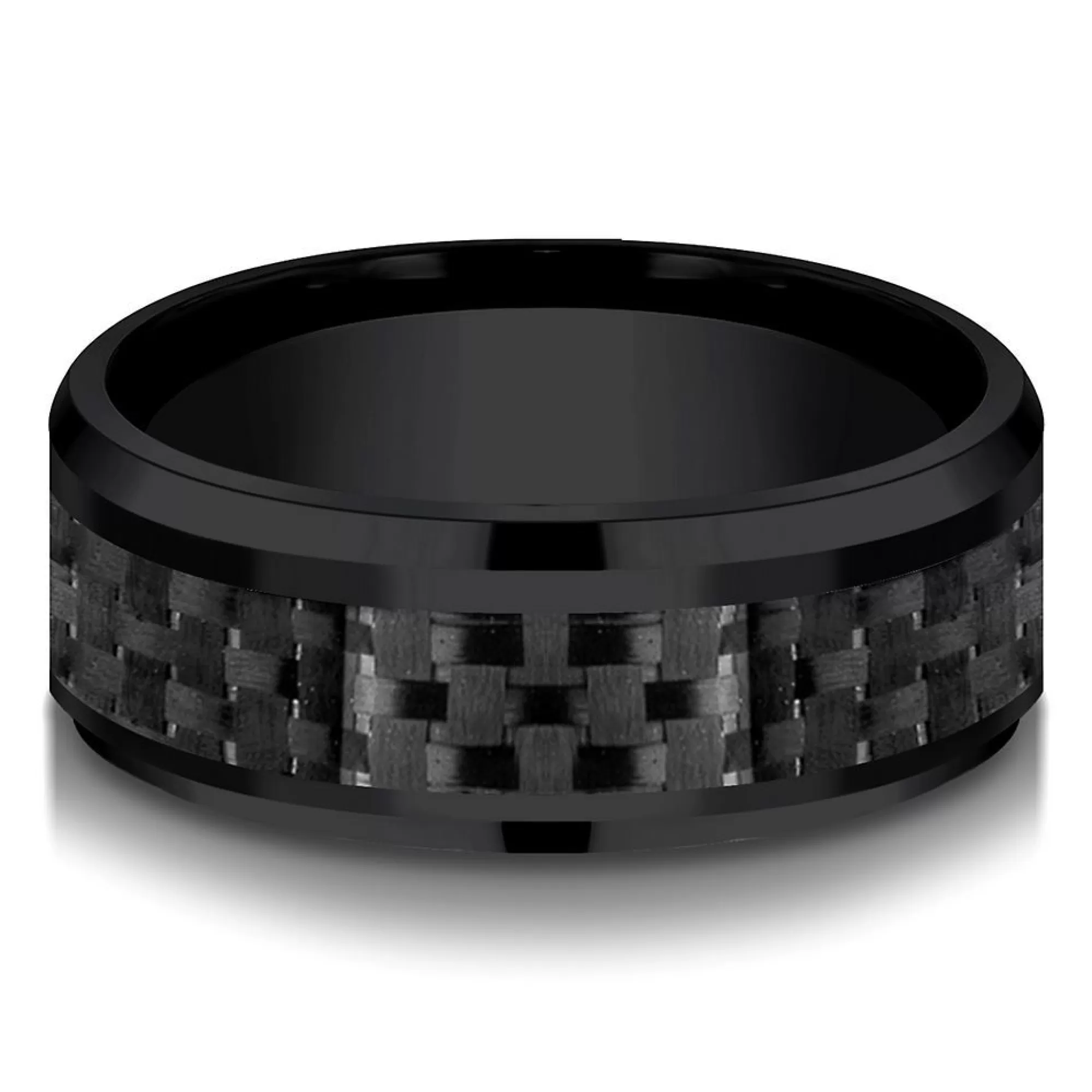 Men's Jewelry^* Men's Band In Black Titanium & Carbon Fiber, 8Mm