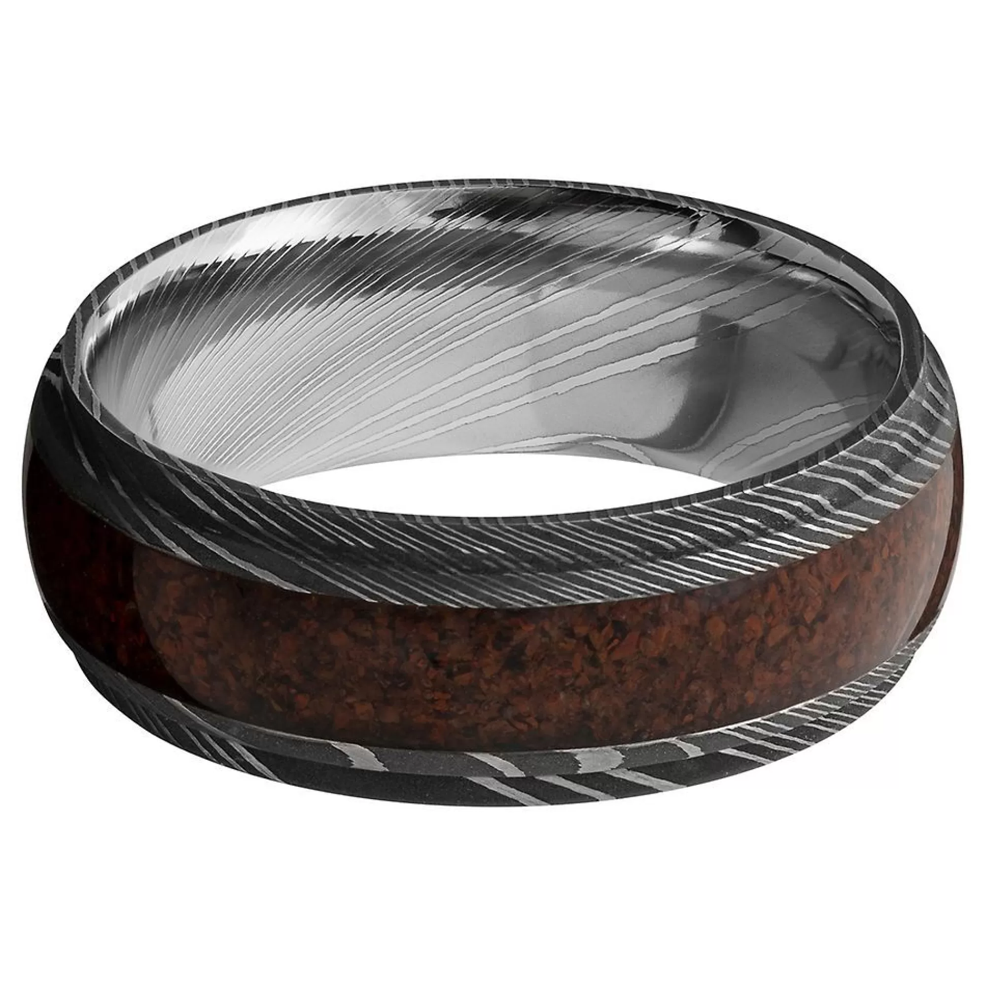 Men's Jewelry^Lashbrook Men's Band In Damascus Steel & Dinosaur Bone, 8Mm