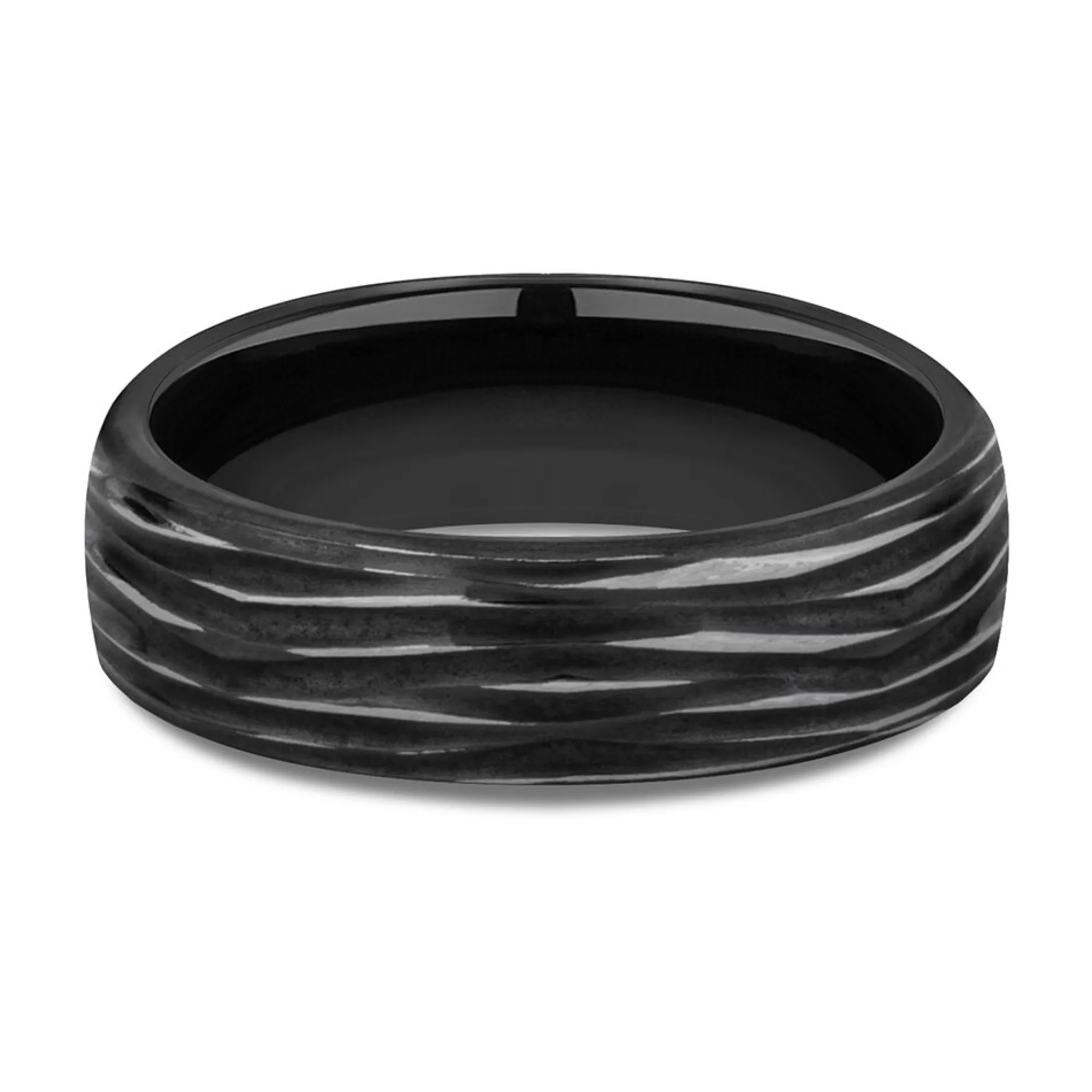 Men's Jewelry^* Men's Bark Pattern Band In Black Titanium, 6.5Mm