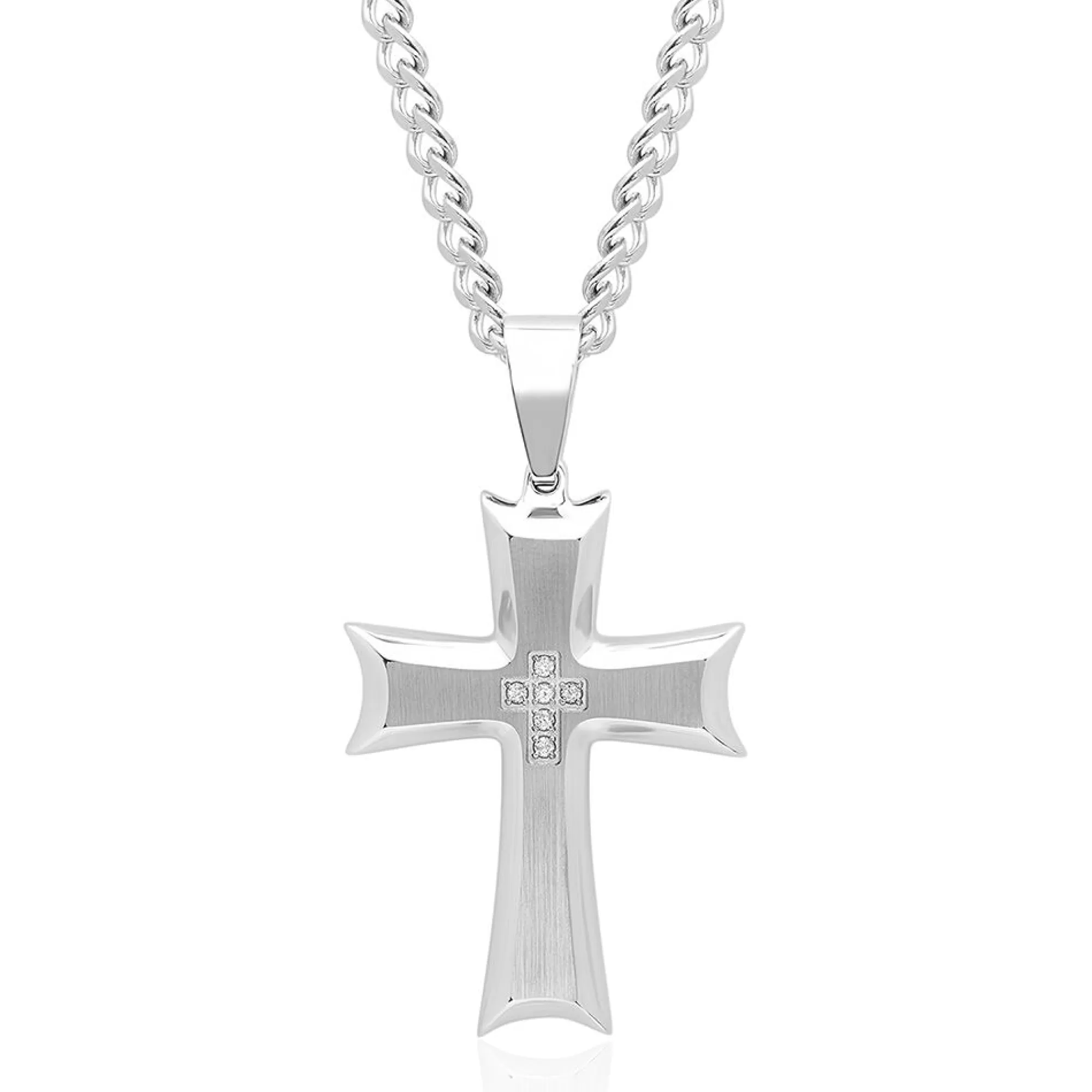 Necklaces & Pendants^* Men's Diamond Accent Cross Pendant In Stainless Steel