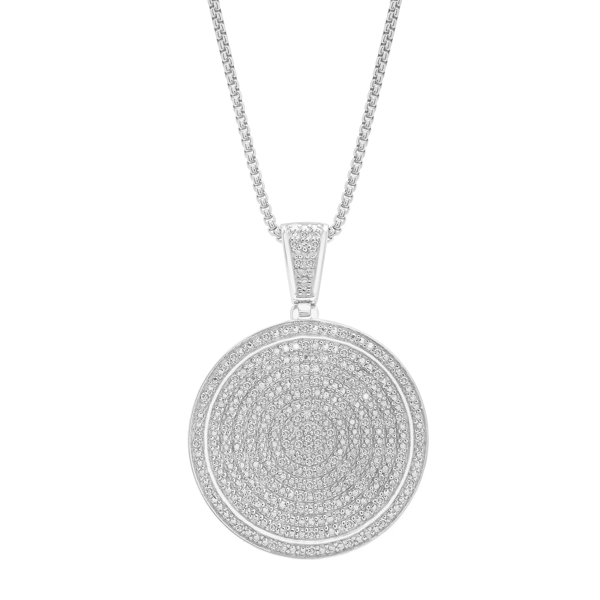 Necklaces & Pendants^* Men's Diamond Circle Pendant In Sterling Silver (1/2 Ct. Tw.)