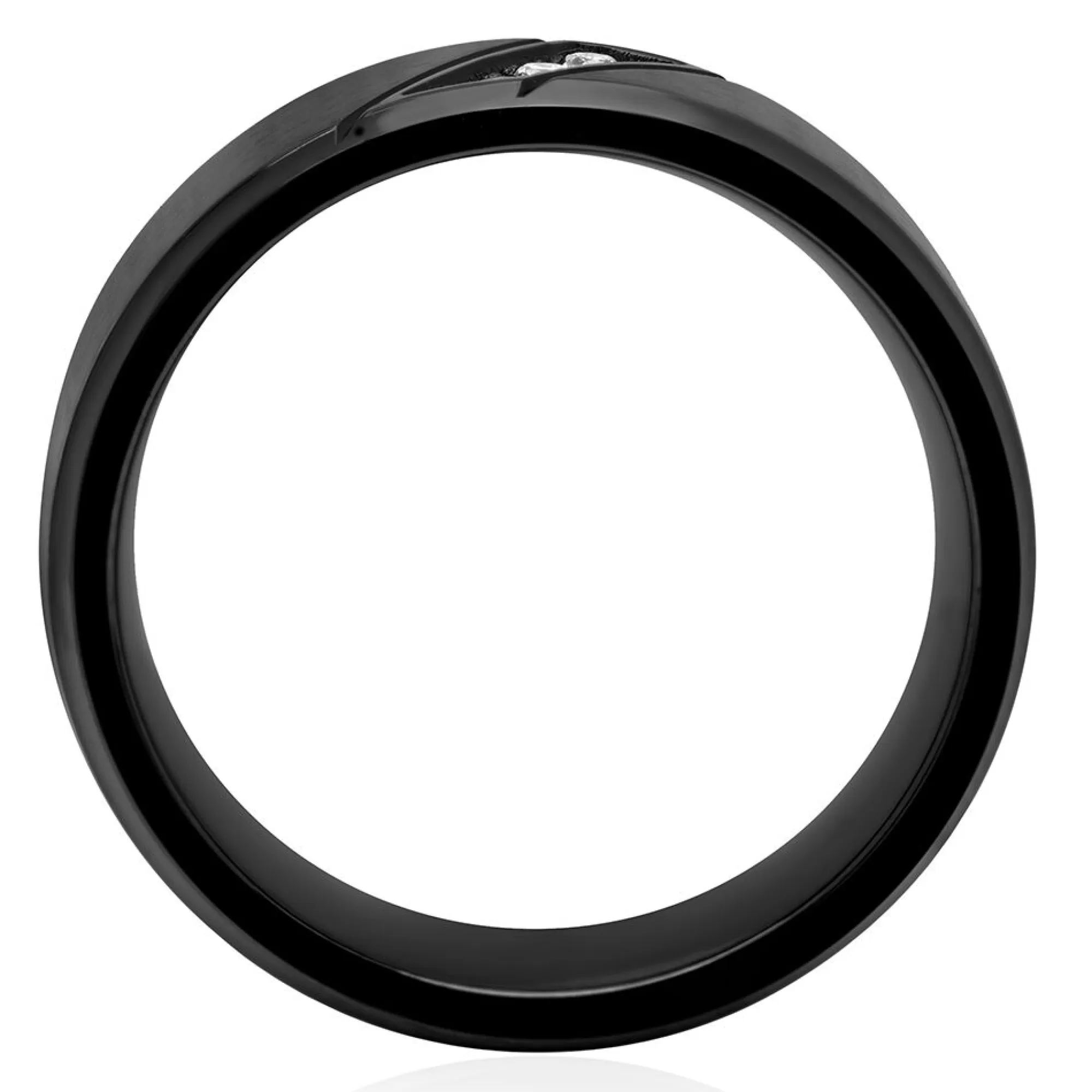 Rings^* Men's Diamond Ring In Black Ion-Plated Stainless Steel, 8Mm