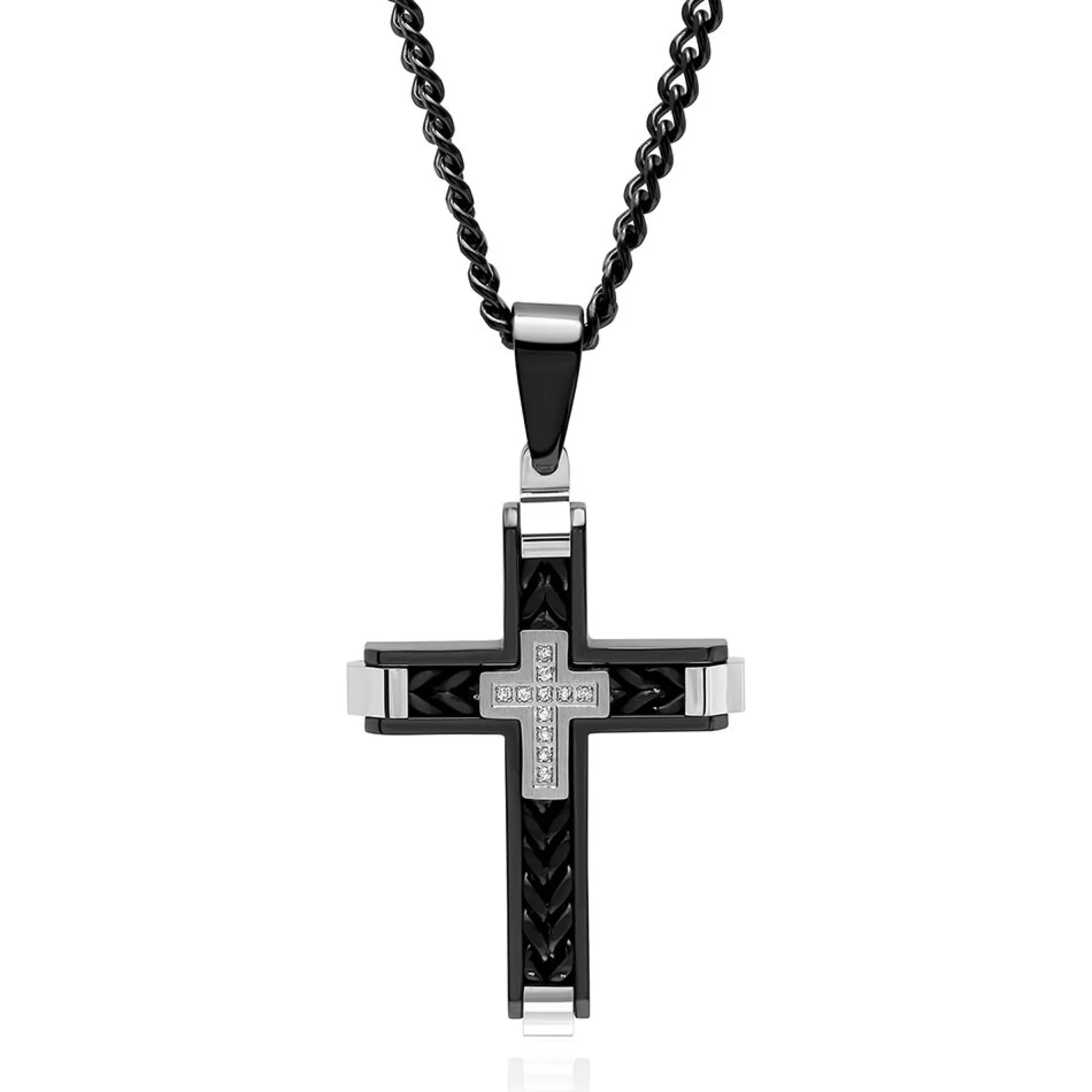 Necklaces & Pendants^* Men's Franco Cross Pendant In Stainless Steel