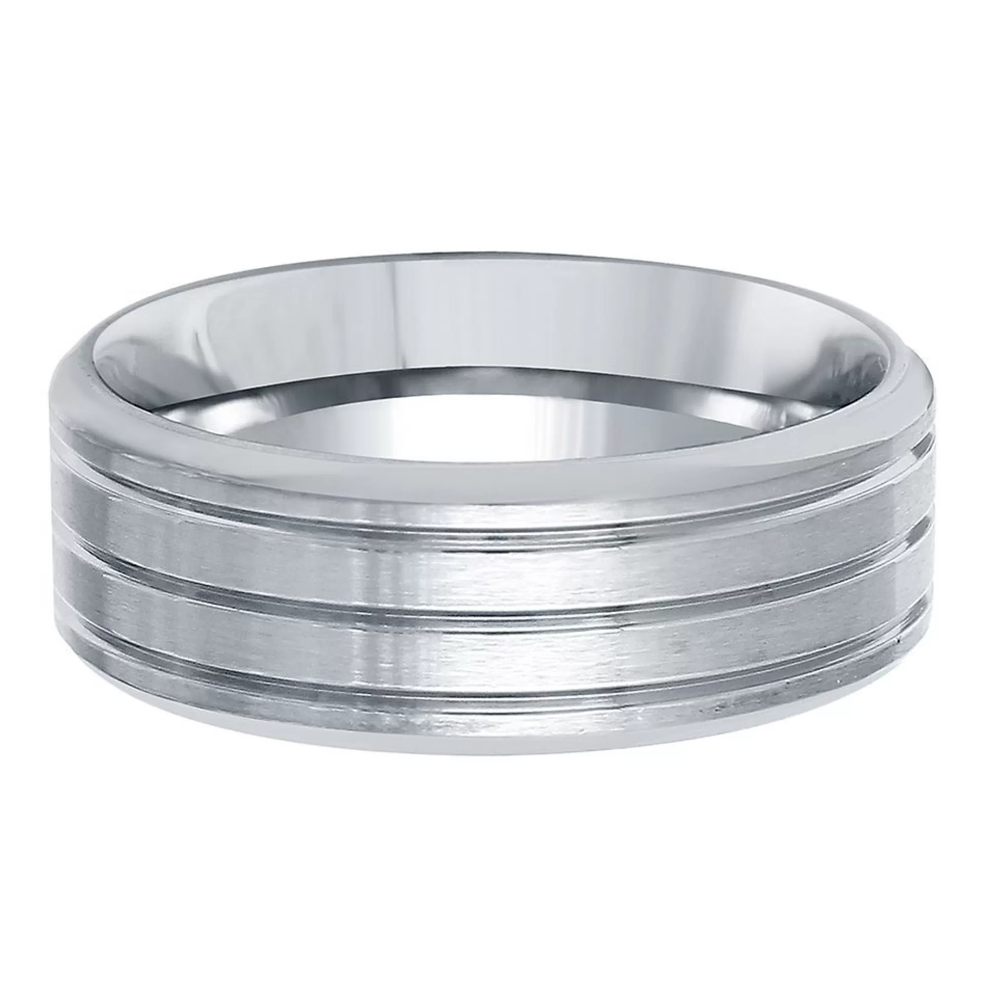 Rings^* Men's Grooved Band In Titanium, 8Mm