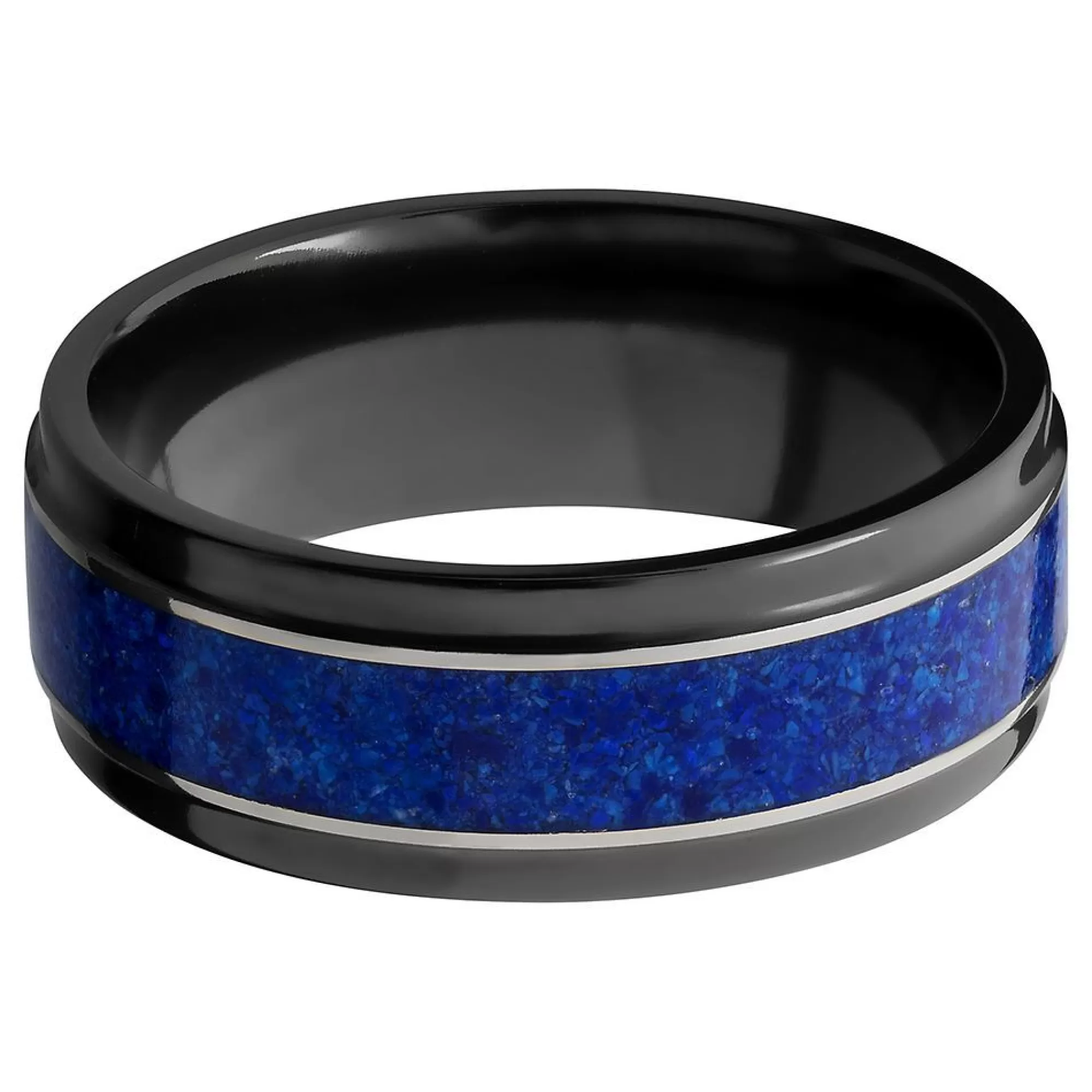 Men's Jewelry^Lashbrook Men's Lapis Inlay Band In Black Zirconium, 8Mm