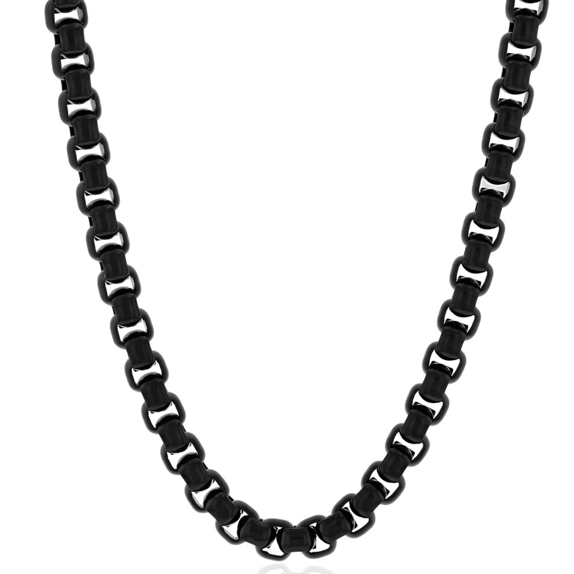 Necklaces & Pendants^* Men's Link Box Chain In Black Ion-Plated Stainless Steel, 24"