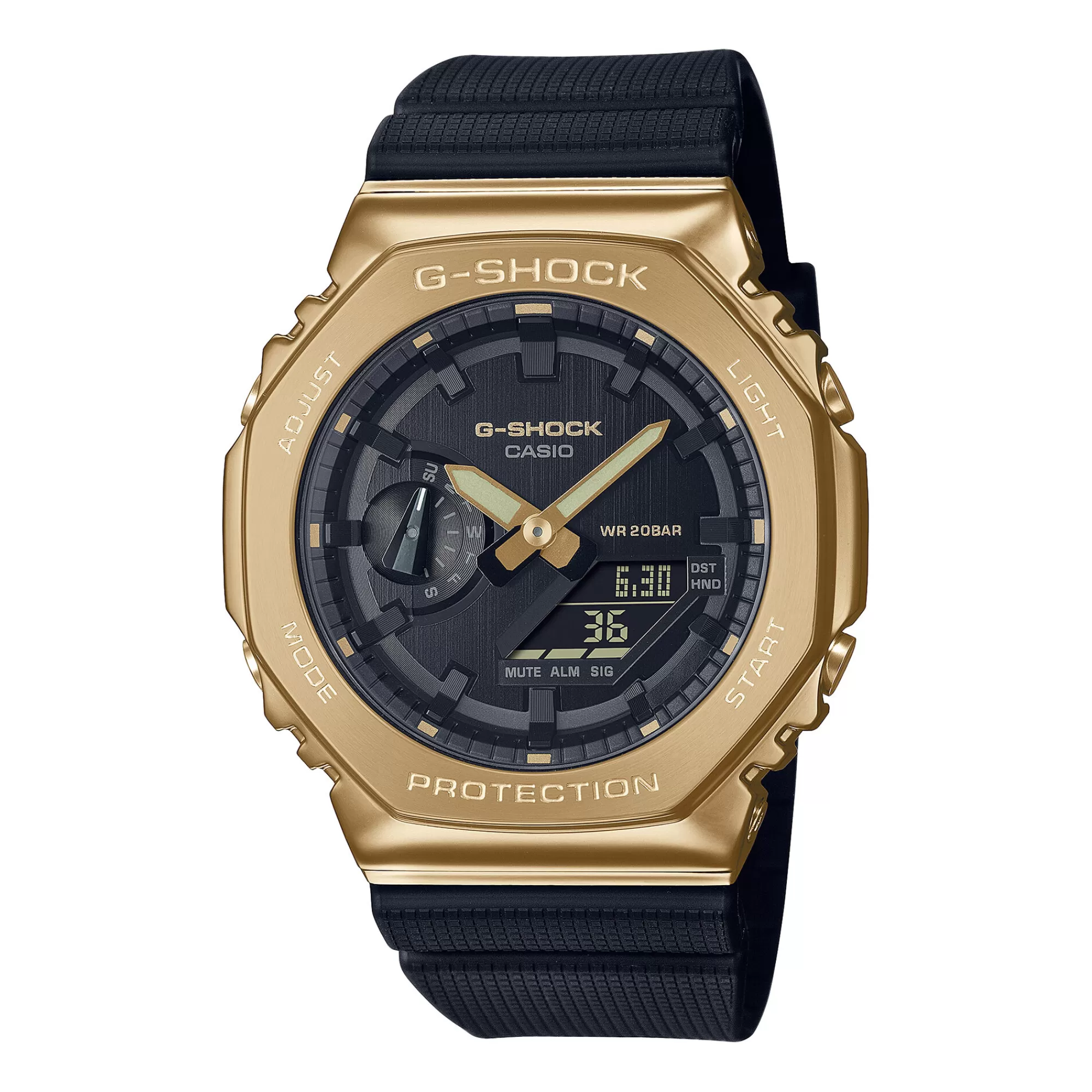 Men's Jewelry^G-Shock Men's 2100-Series Watch In Black Resin And Yellow Gold-Tone Stainless Steel