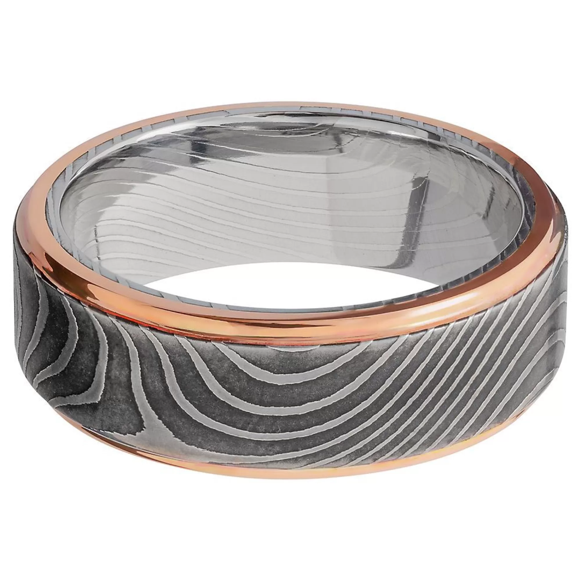 Men's Jewelry^Lashbrook Men's Swirl Band In Damascus Steel & 14K Rose Gold