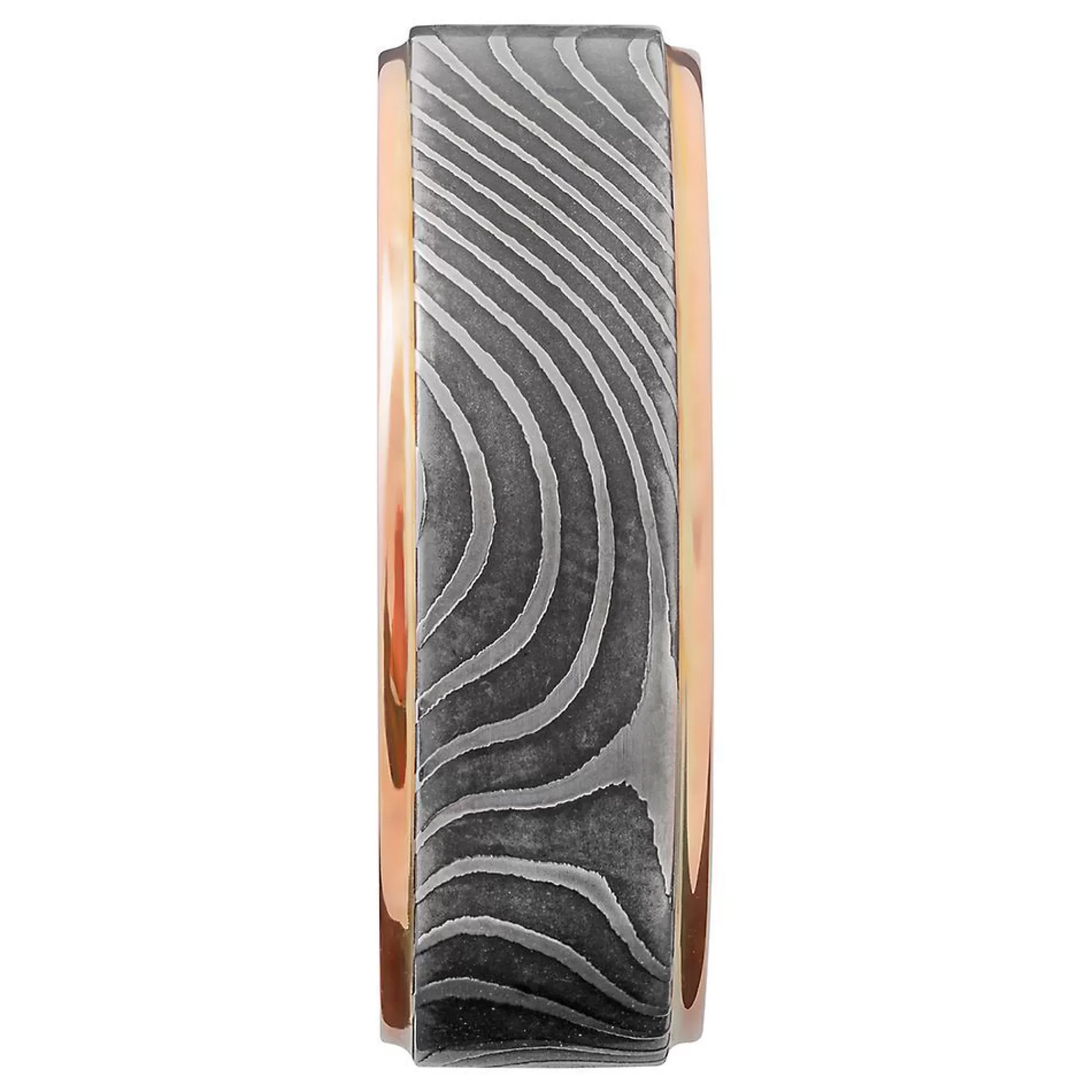 Men's Jewelry^Lashbrook Men's Swirl Band In Damascus Steel & 14K Rose Gold