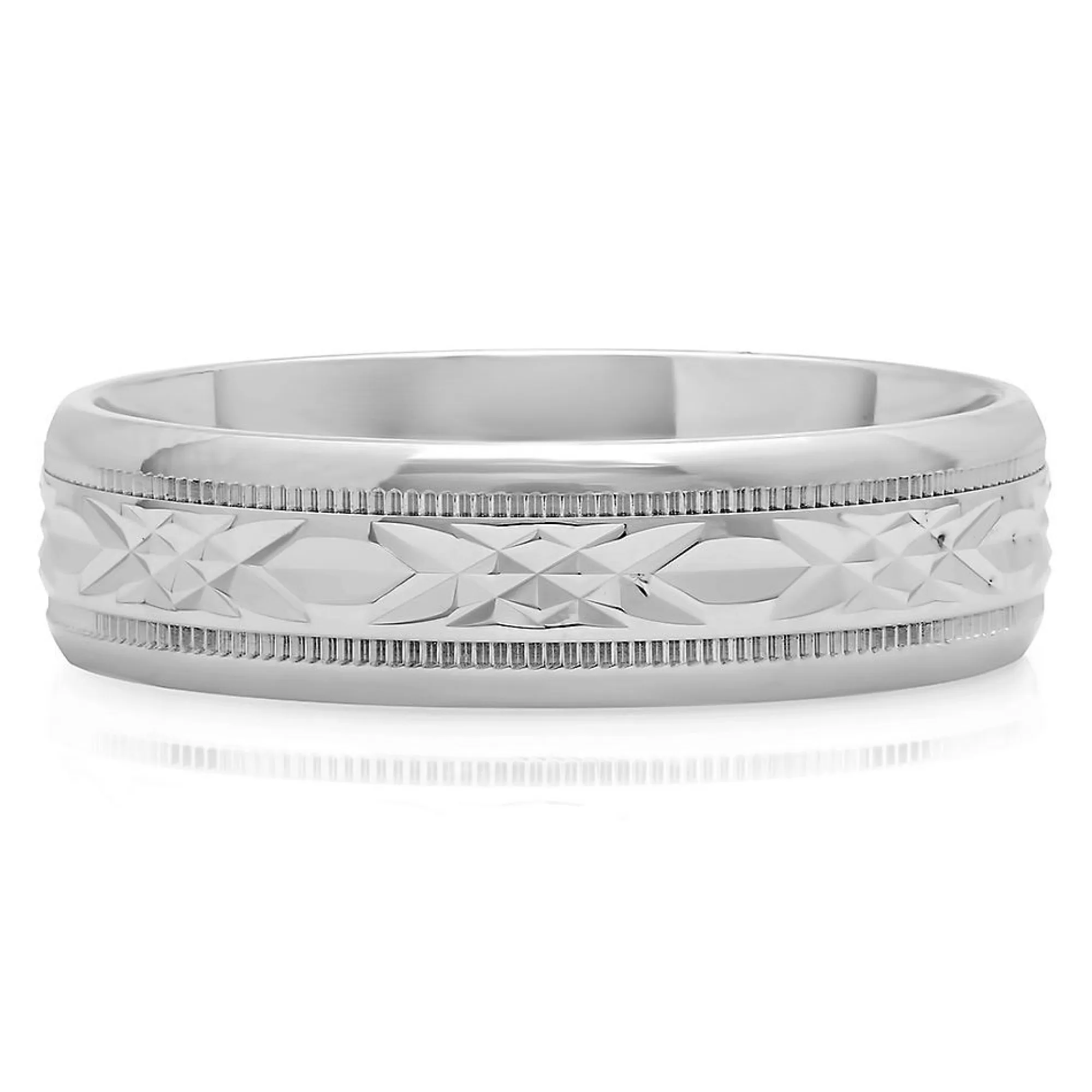 Rings^* Men's X-Pattern Band In Sterling Silver, 6Mm