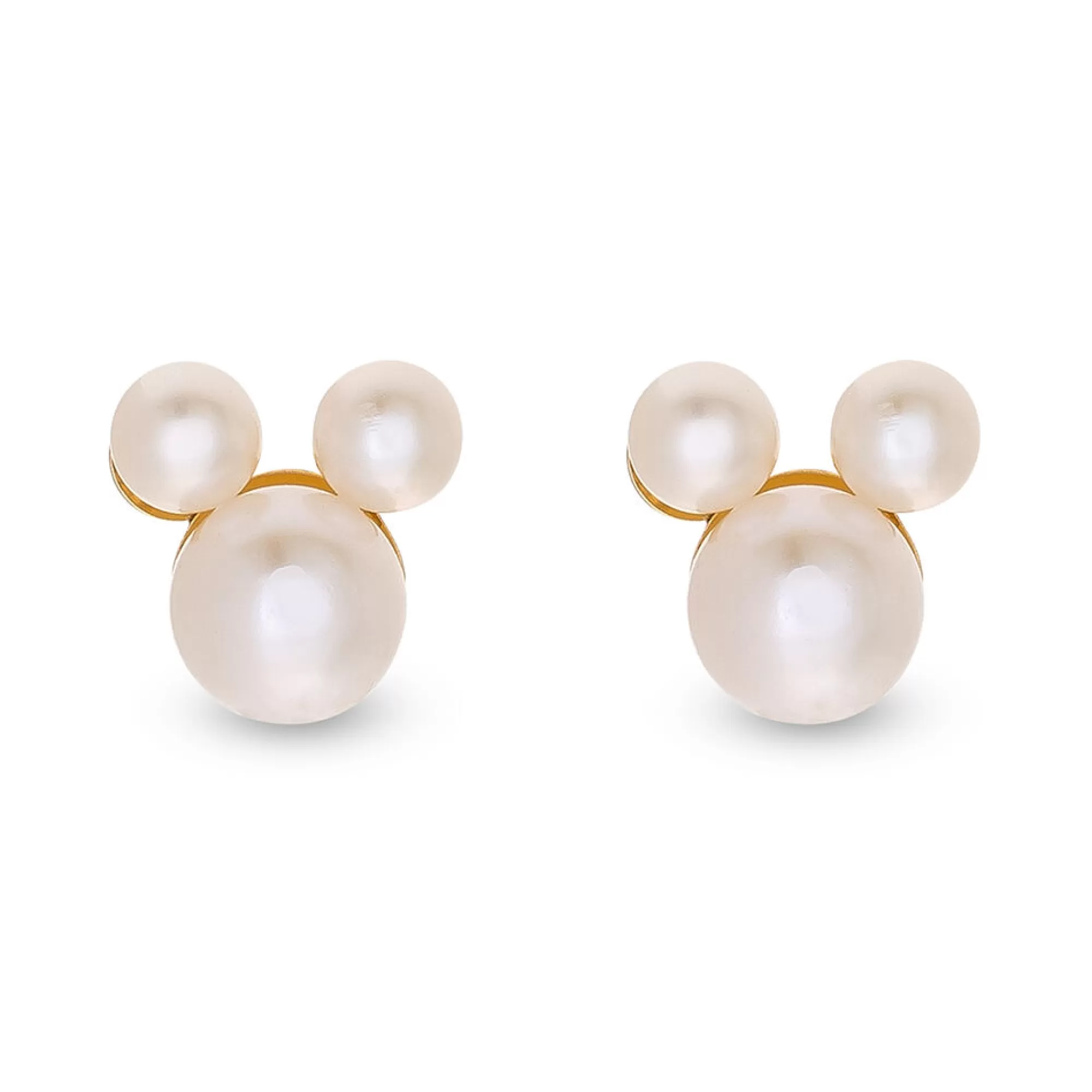 Earrings^Disney Mickey Mouse Pearl Stud Earrings In 14K Yellow Gold