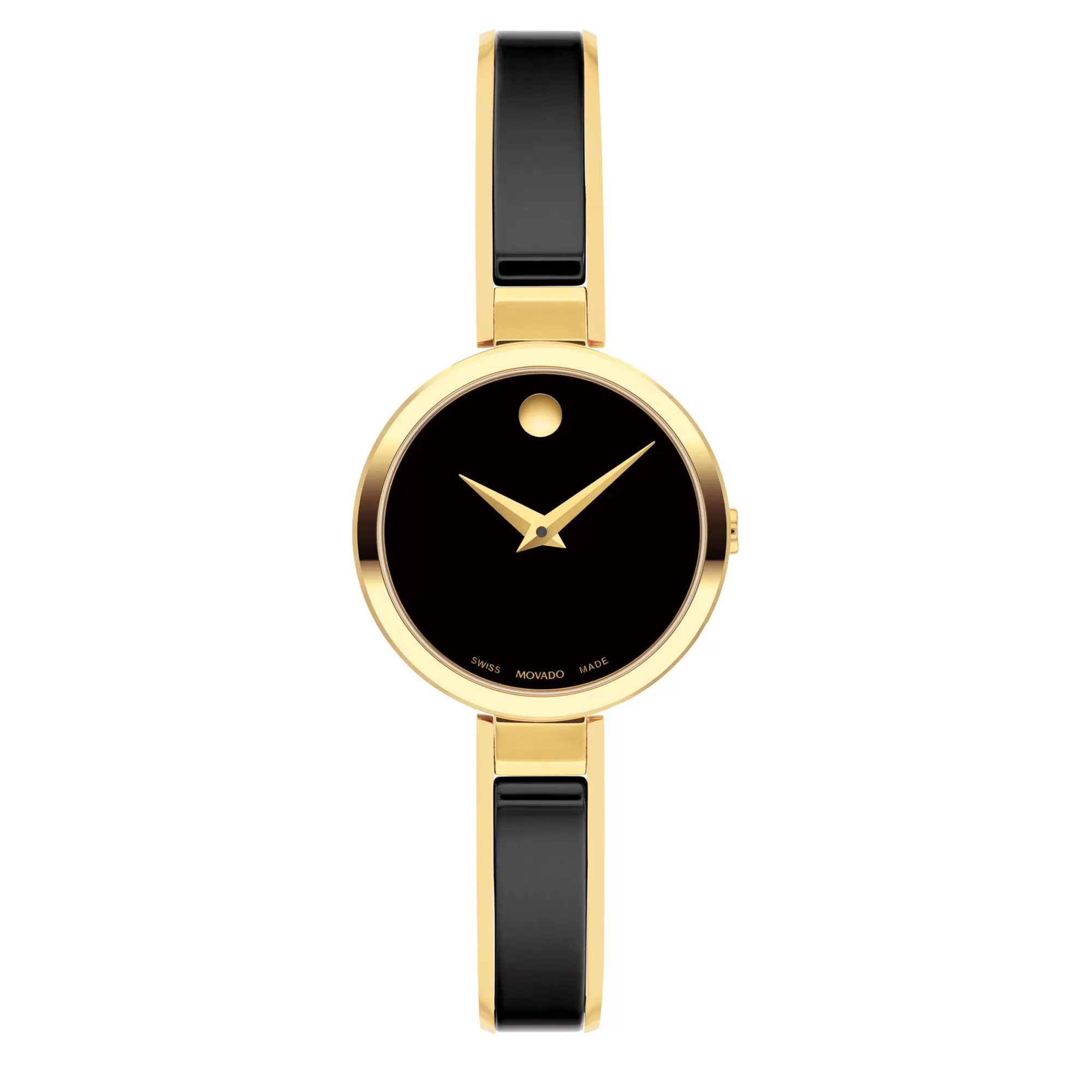 Women's Watches^Movado® Moda Ladies' Watch In Gold-Tone And Black Ceramic, 24Mm