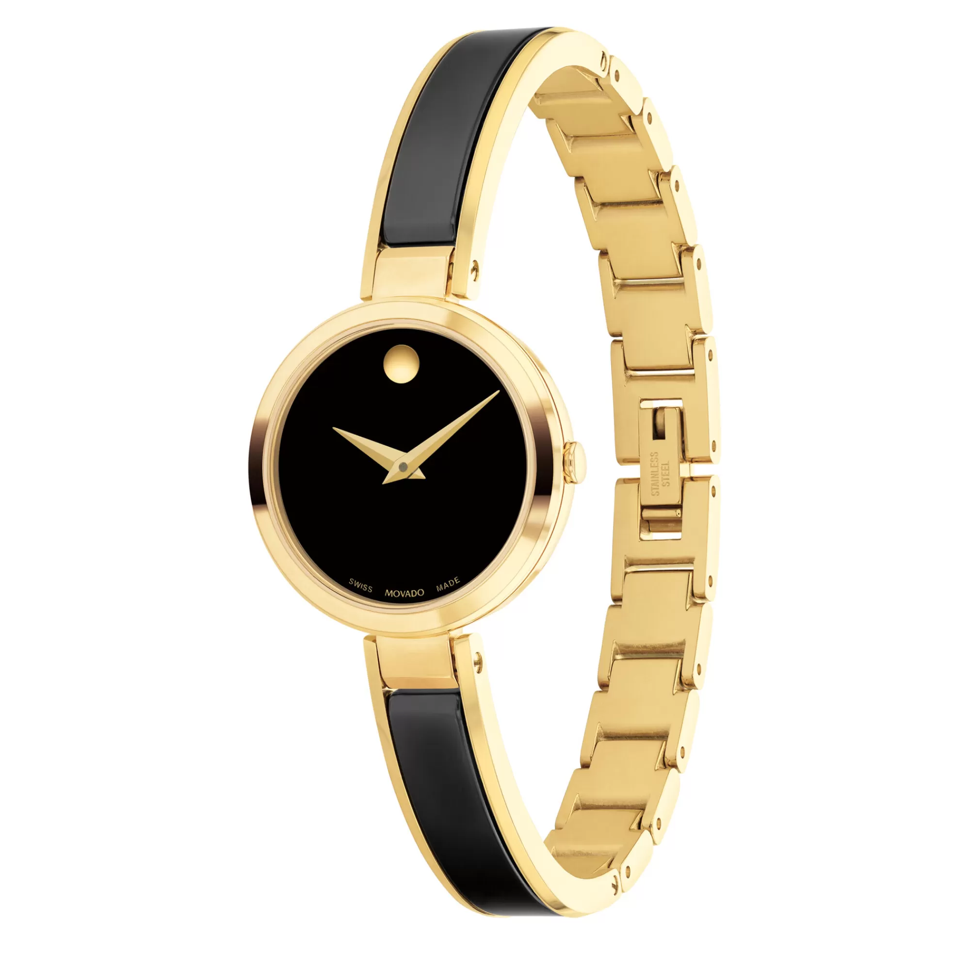 Women's Watches^Movado® Moda Ladies' Watch In Gold-Tone And Black Ceramic, 24Mm