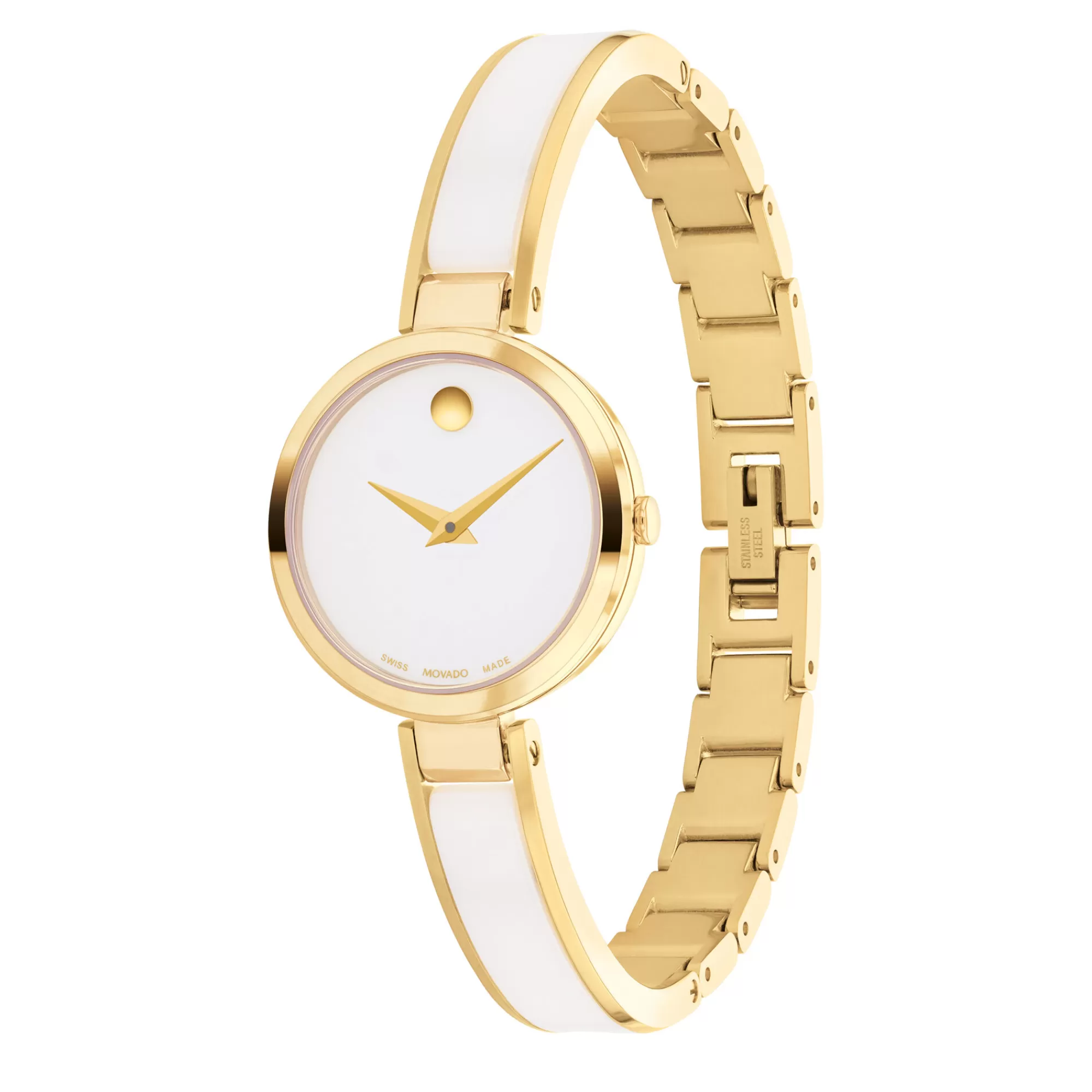 Women's Watches^Movado® Moda Ladies' Watch In Gold-Tone And White Ceramic, 24Mm