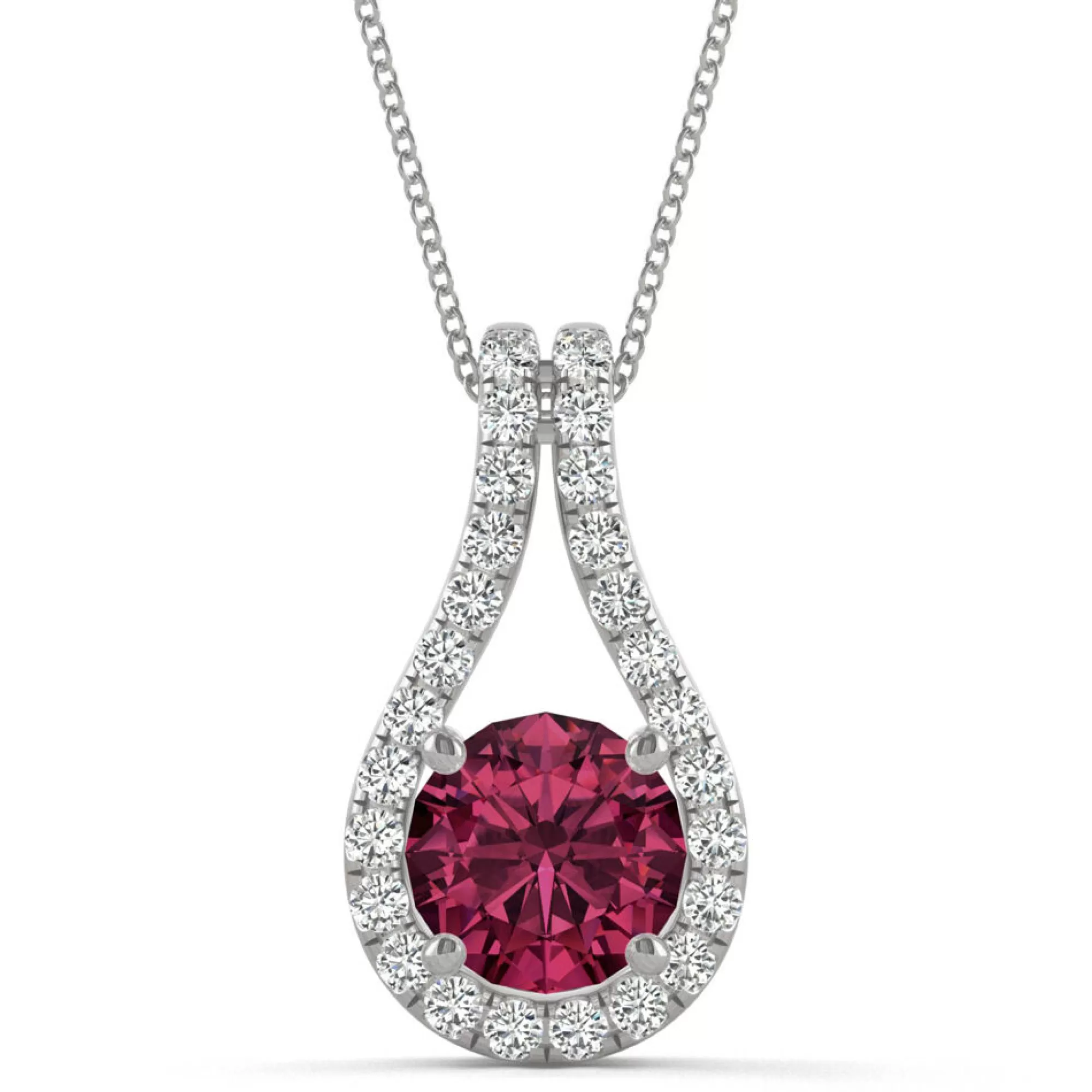 Necklaces & Pendants^Charles & Colvard-Forever One™ Moissanite & Lab Created Ruby Drop Pendant In 14K White Gold