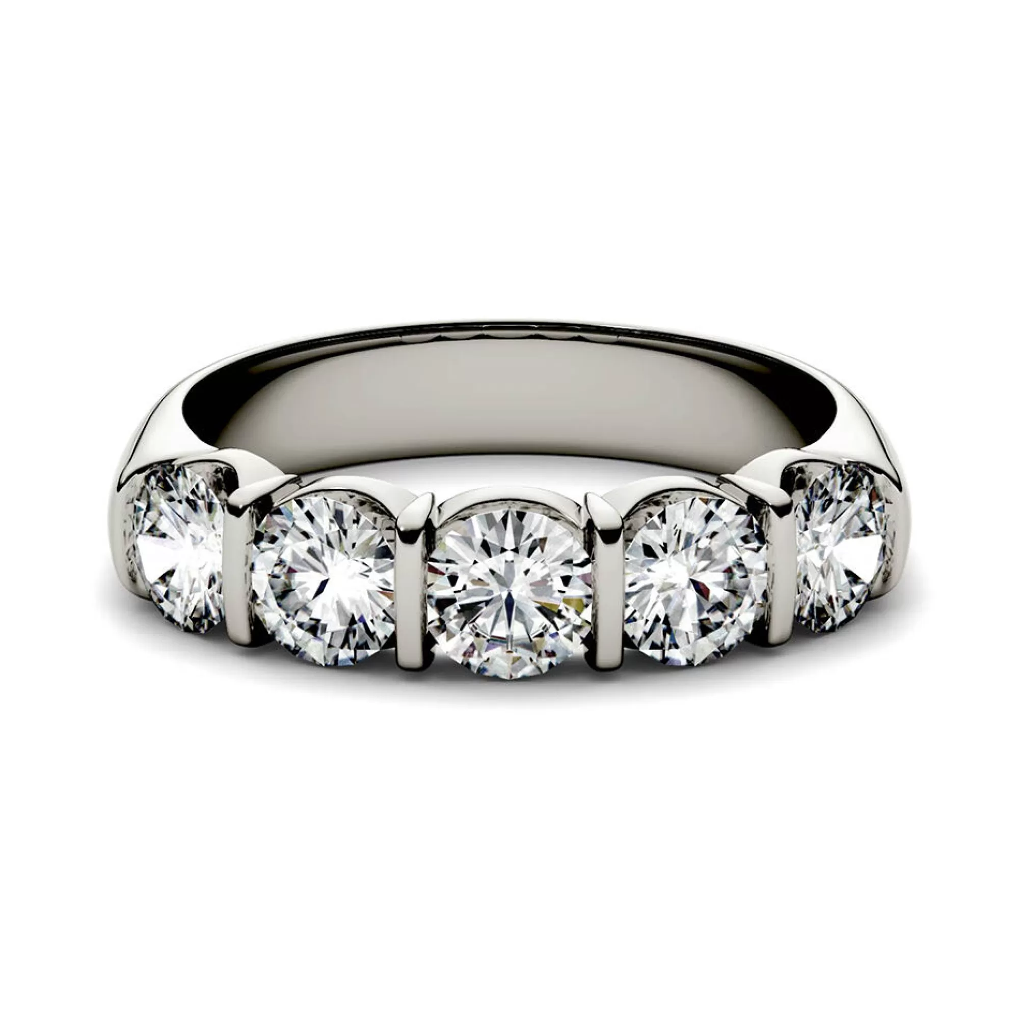 Rings^Charles & Colvard-Forever One™ Moissanite Band With Five-Stone Setting In 14K White Gold (1 5/8 Ct. Tw.)