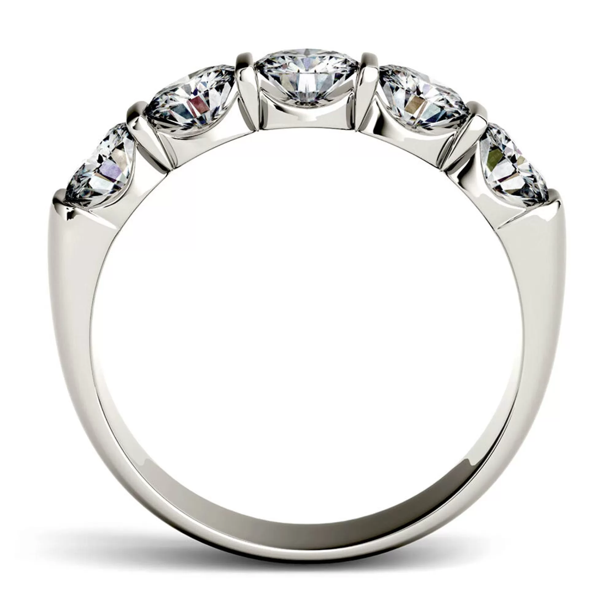 Rings^Charles & Colvard-Forever One™ Moissanite Band With Five-Stone Setting In 14K White Gold (1 5/8 Ct. Tw.)