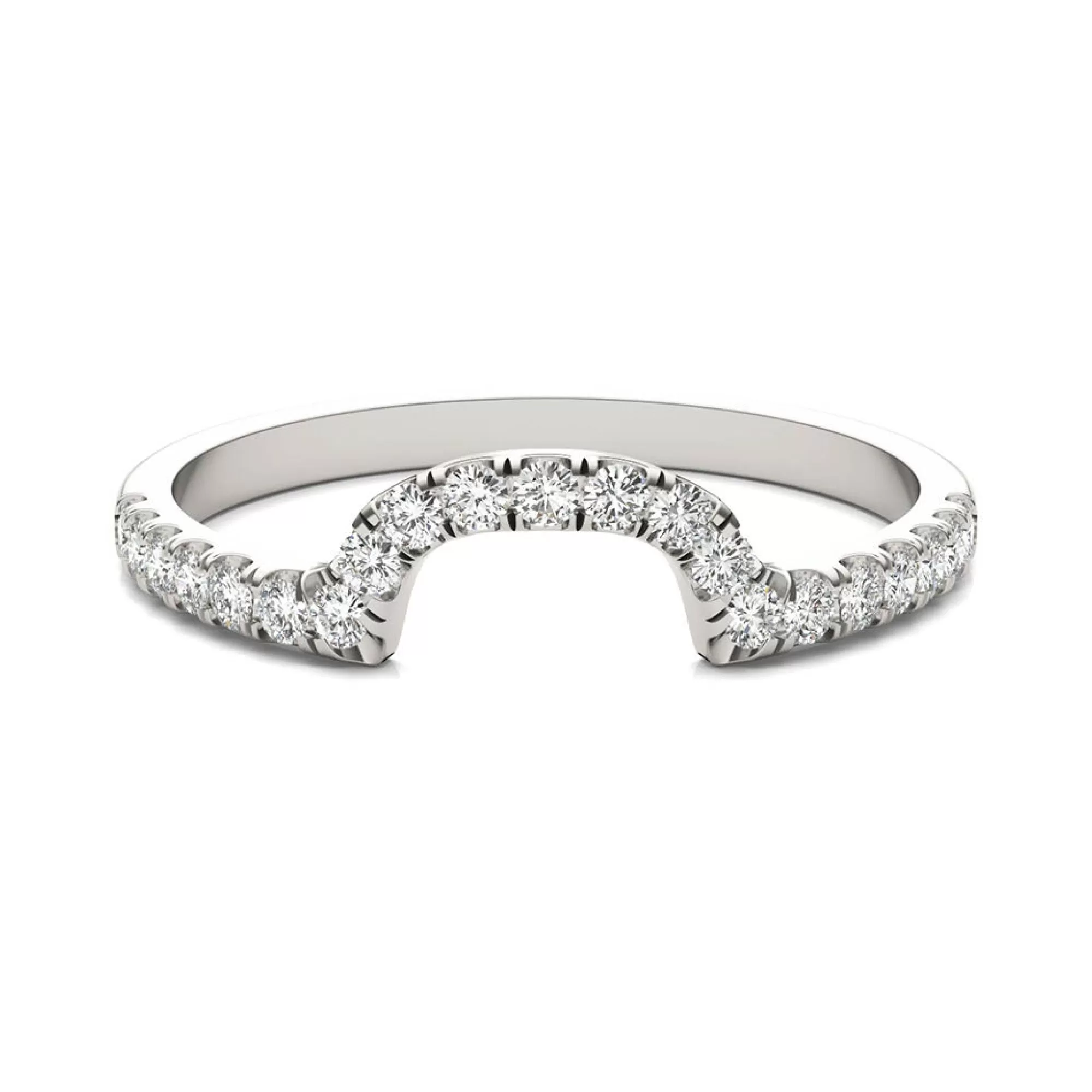 Rings^Charles & Colvard-Forever One™ Moissanite Contour Band In 14K White Gold (1/5 Ct. Tw.)