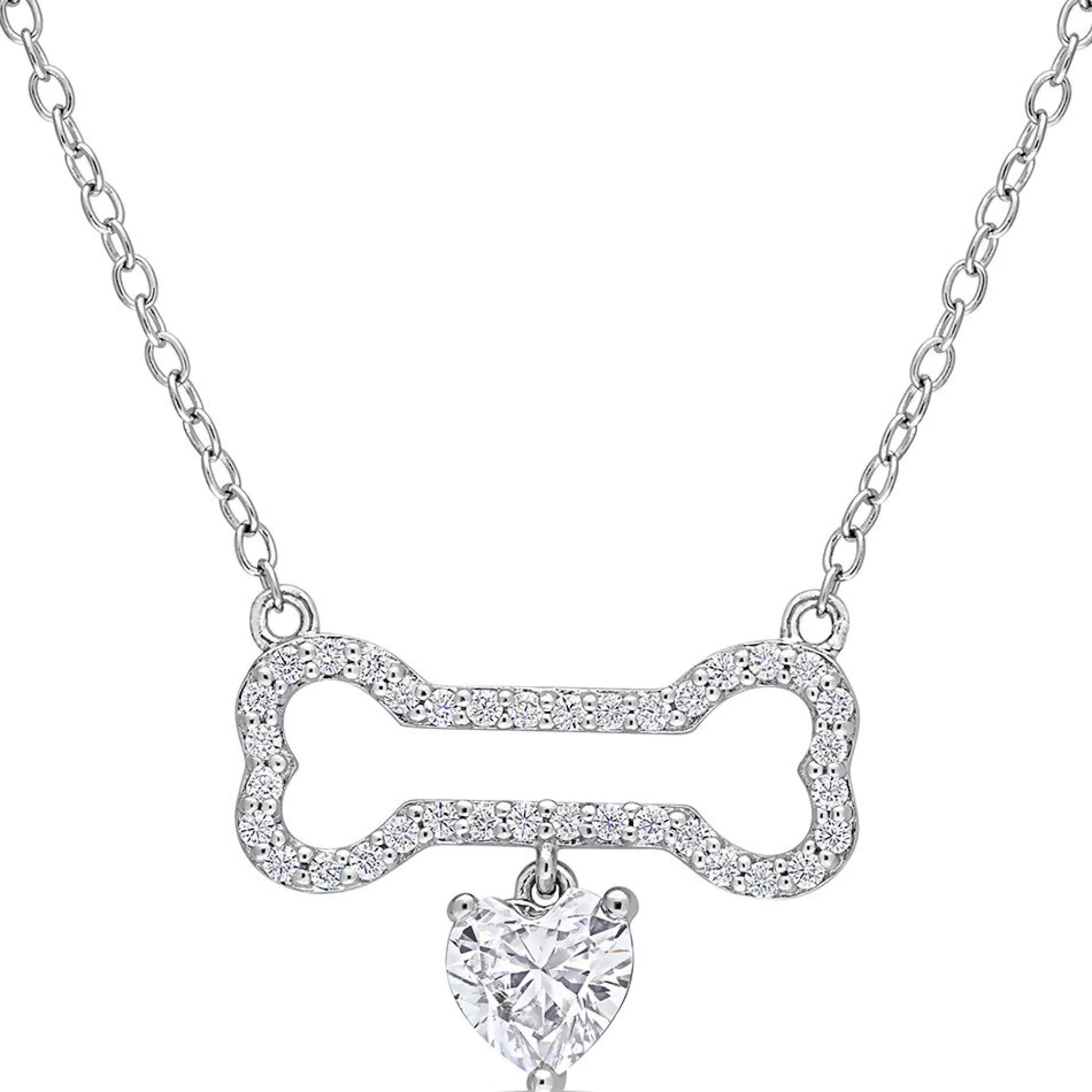 Necklaces & Pendants^* Moissanite Dog Bone Pendant Necklace In Sterling Silver